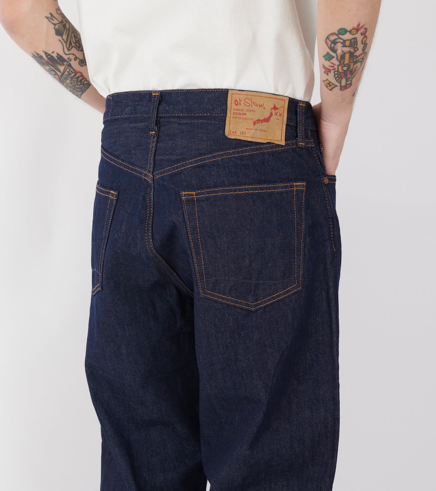 101 Dad Fit Denim Jeans One Wash Rigid Blue