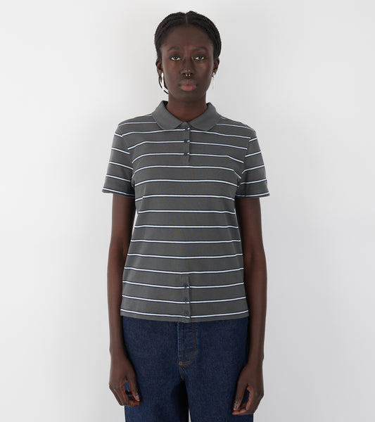 Julieta Striped S/S Polo Dark Grey