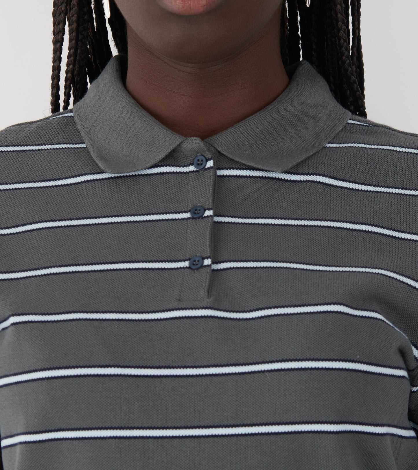 Julieta Striped S/S Polo Dark Grey