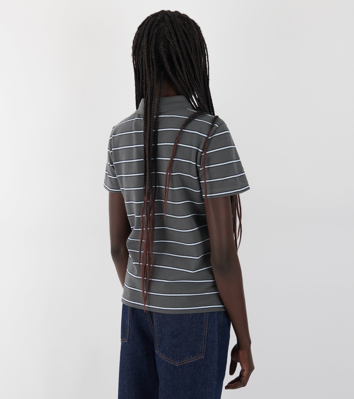 Julieta Striped S/S Polo Dark Grey