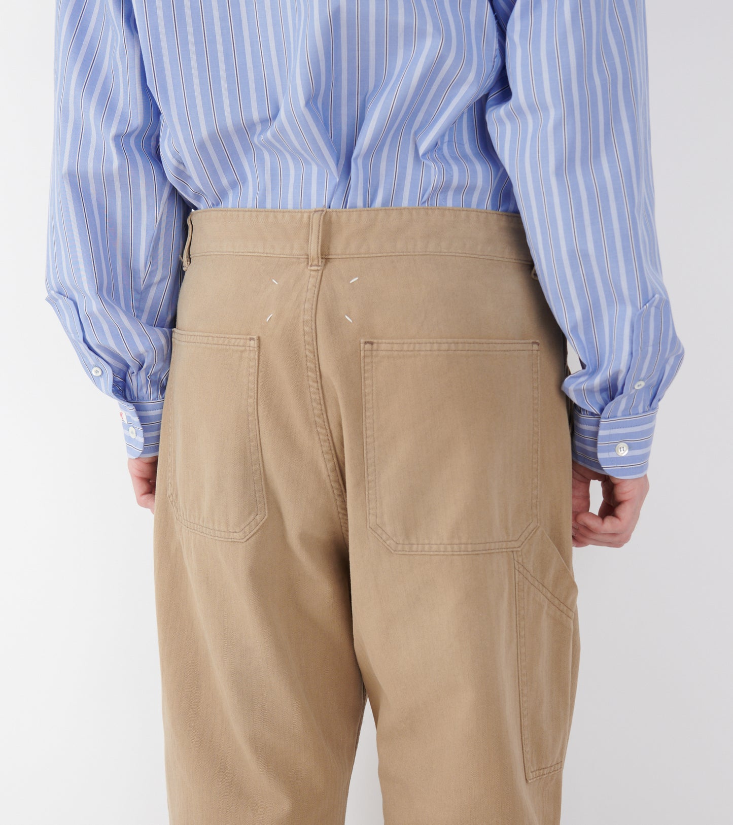 Striped Canvas Pants Beige