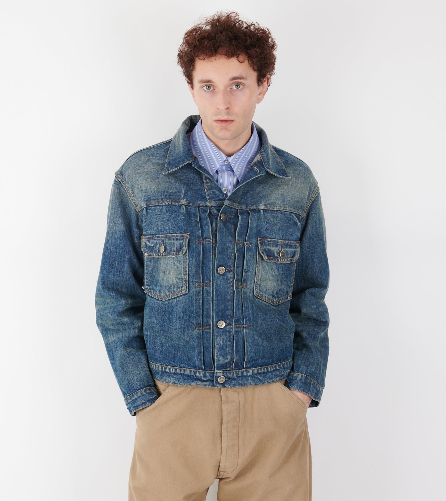 Cropped Denim Jacket Mid Blue