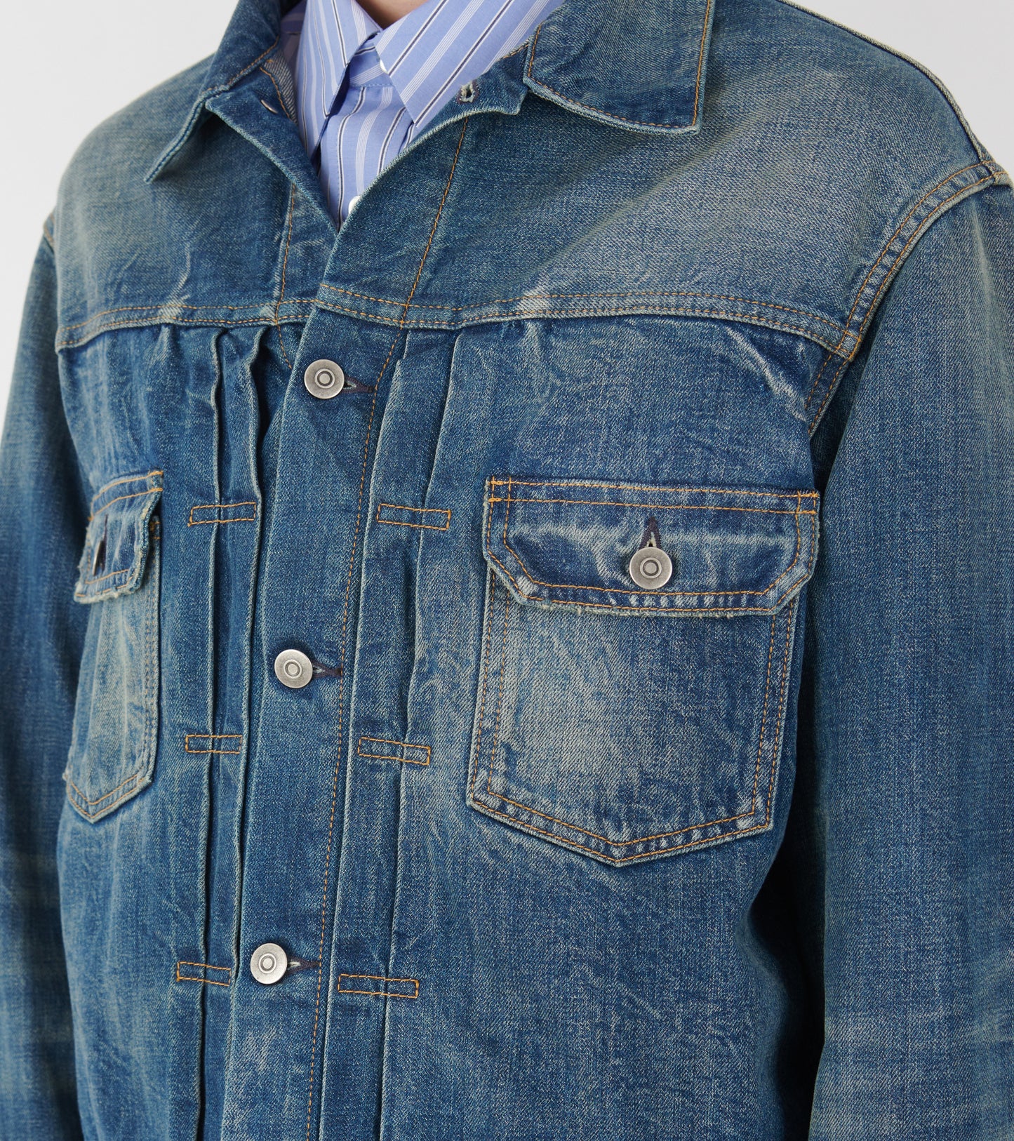 Cropped Denim Jacket Mid Blue