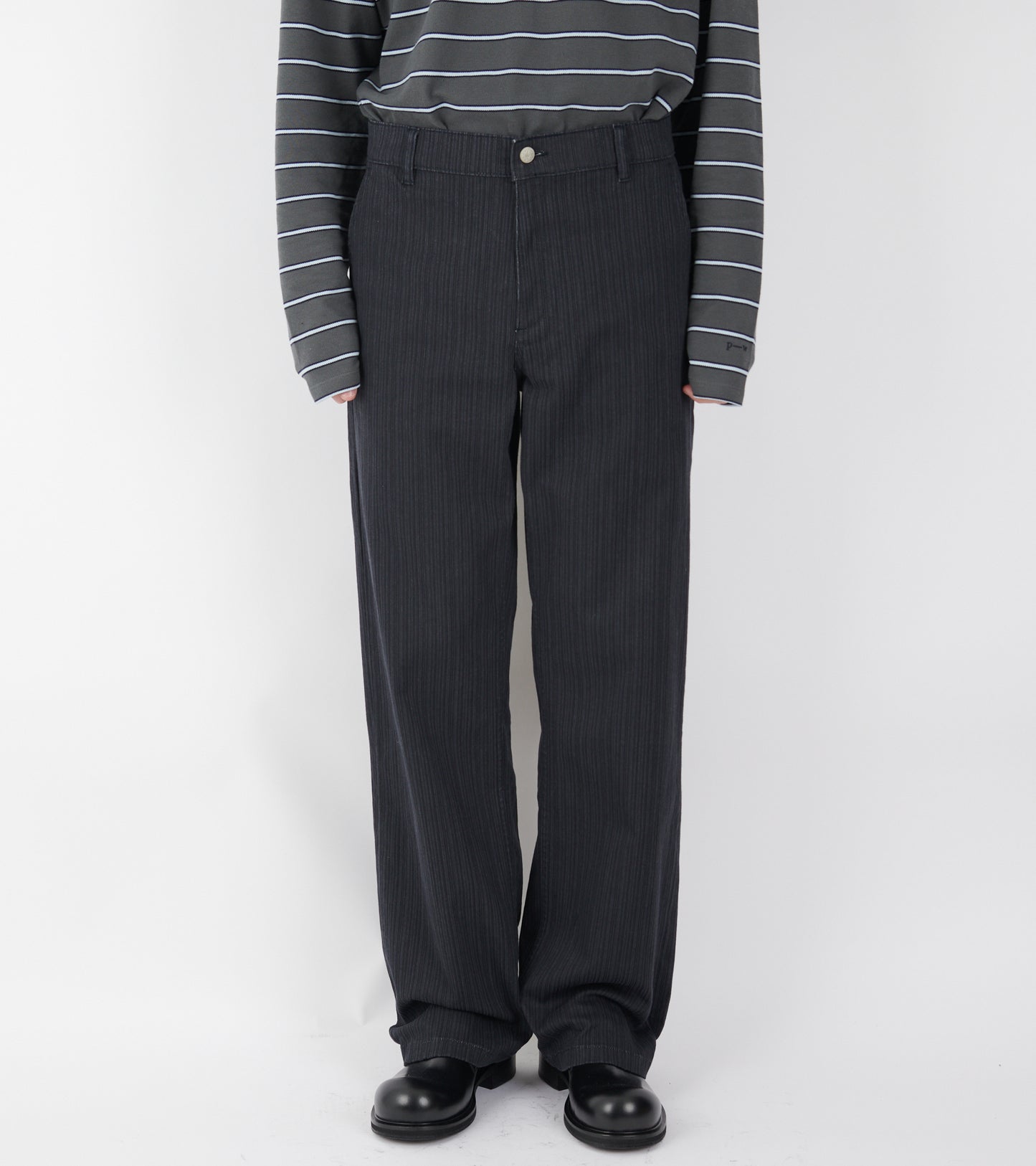 Ensu Striped Trousers Dark Grey