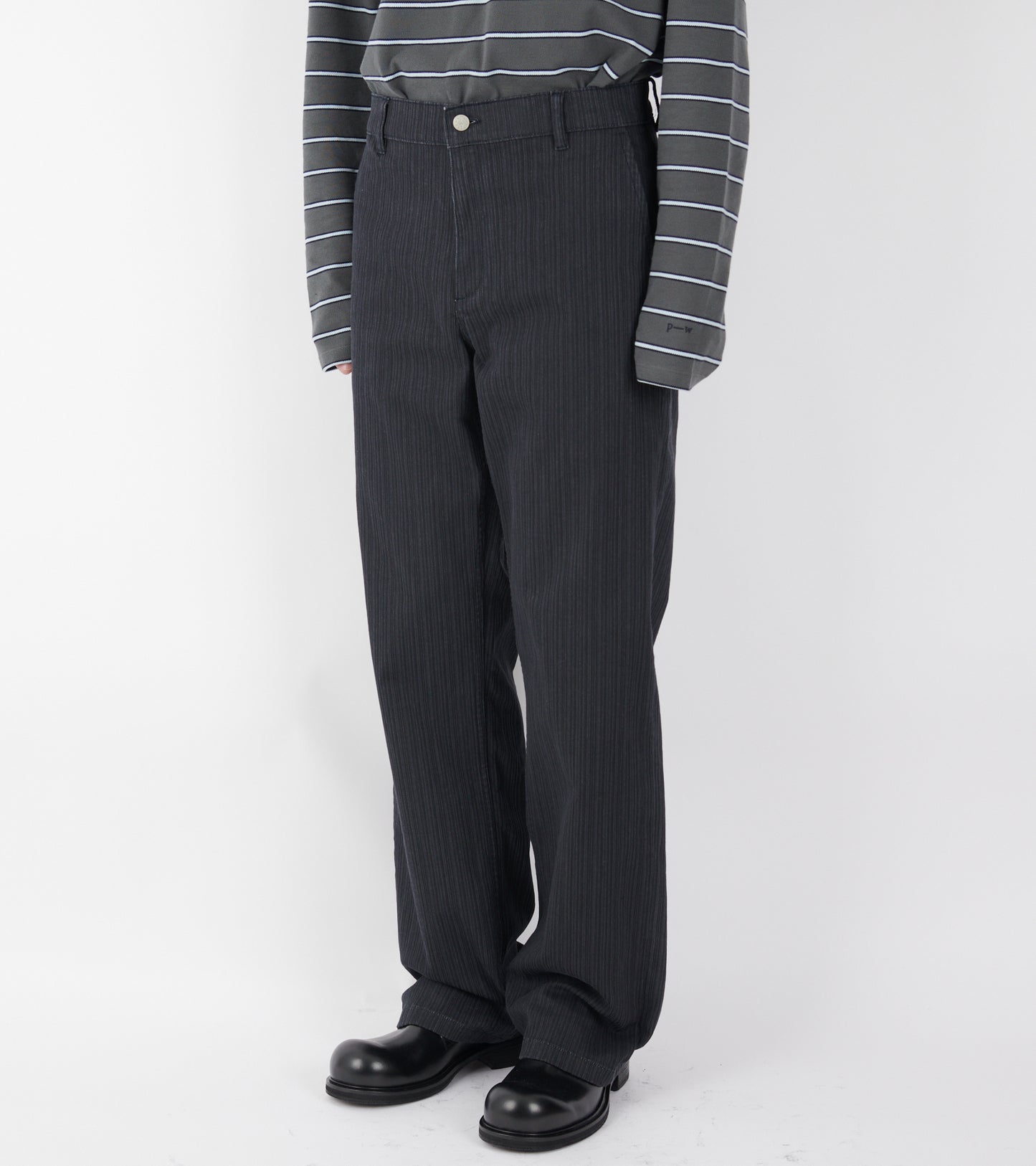 Ensu Striped Trousers Dark Grey