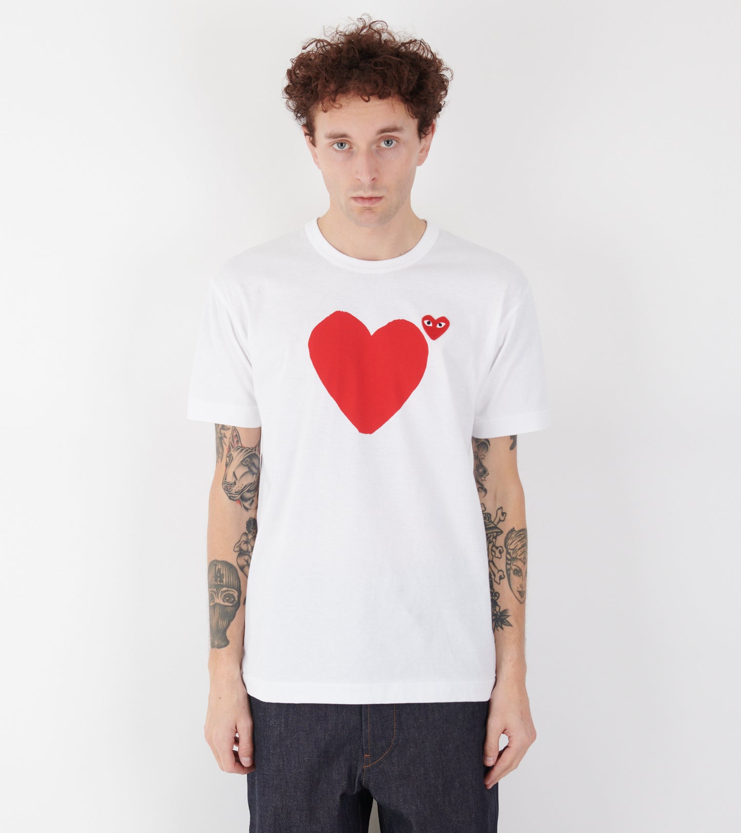 U Double Big Red Heart T-shirt White