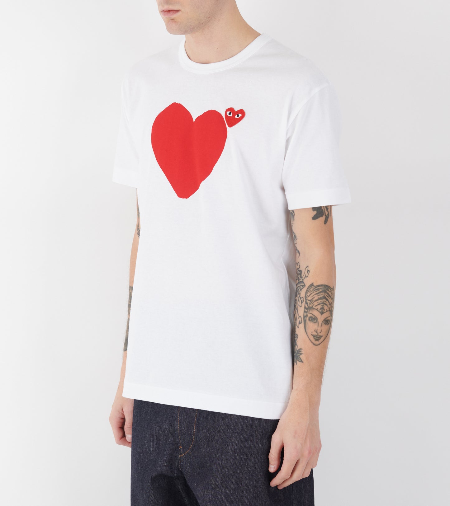 U Double Big Red Heart T-shirt White