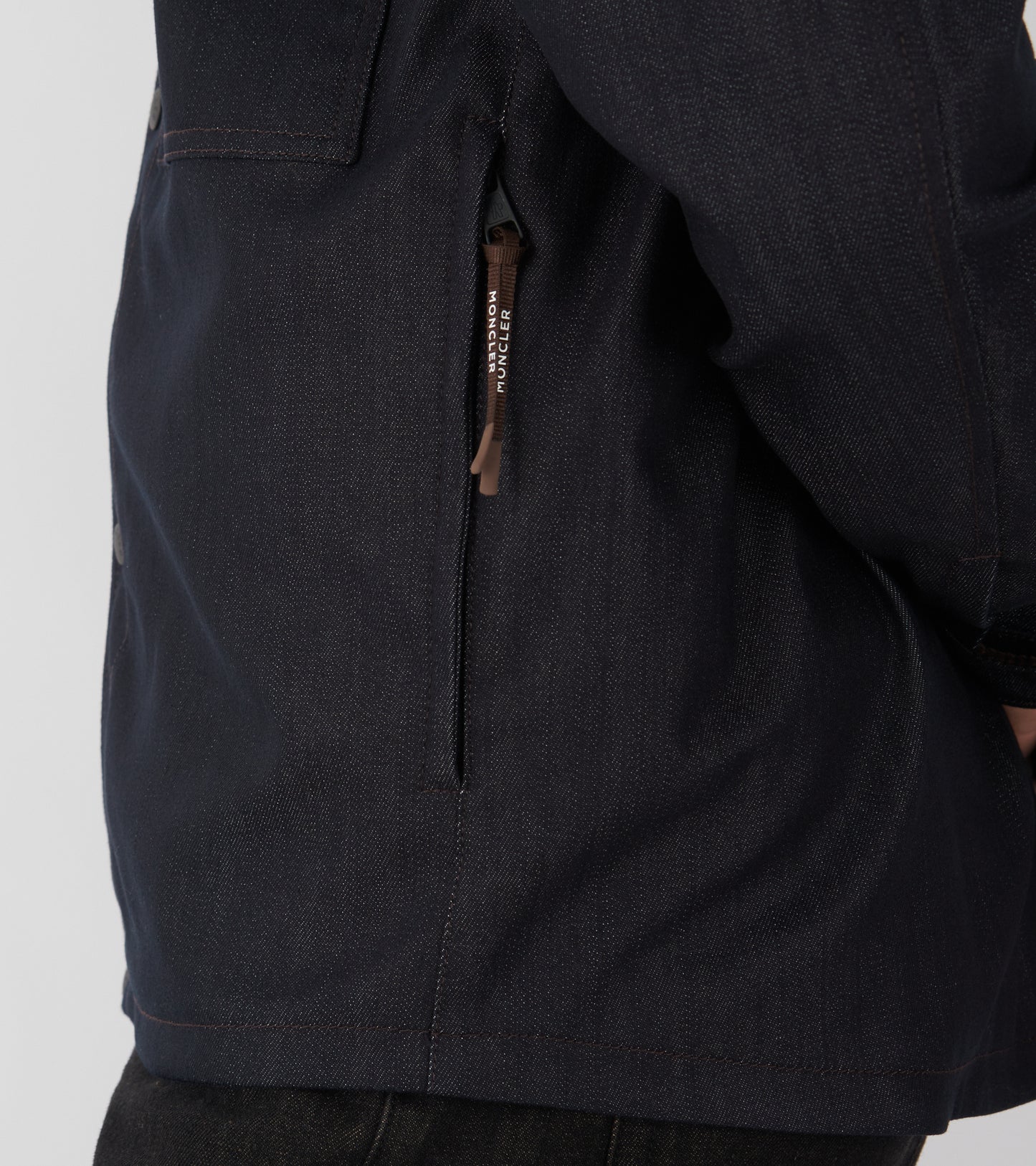 Denim Corduroy Trimmed Shirt Jacket Dark Blue