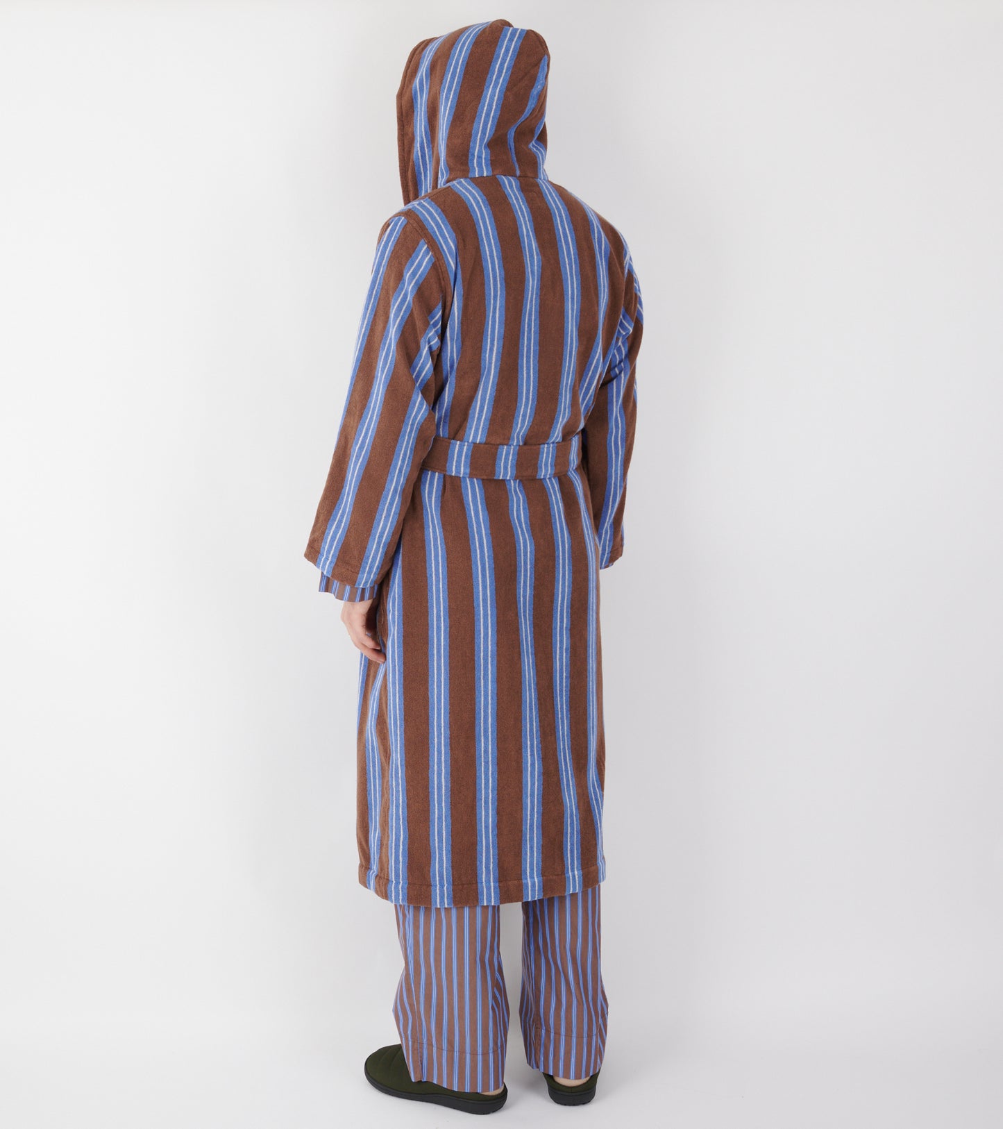 Hooded Bathrobe Chestnut Stripes