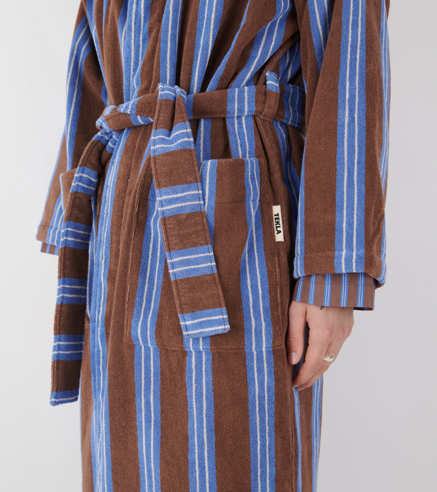 Hooded Bathrobe Chestnut Stripes