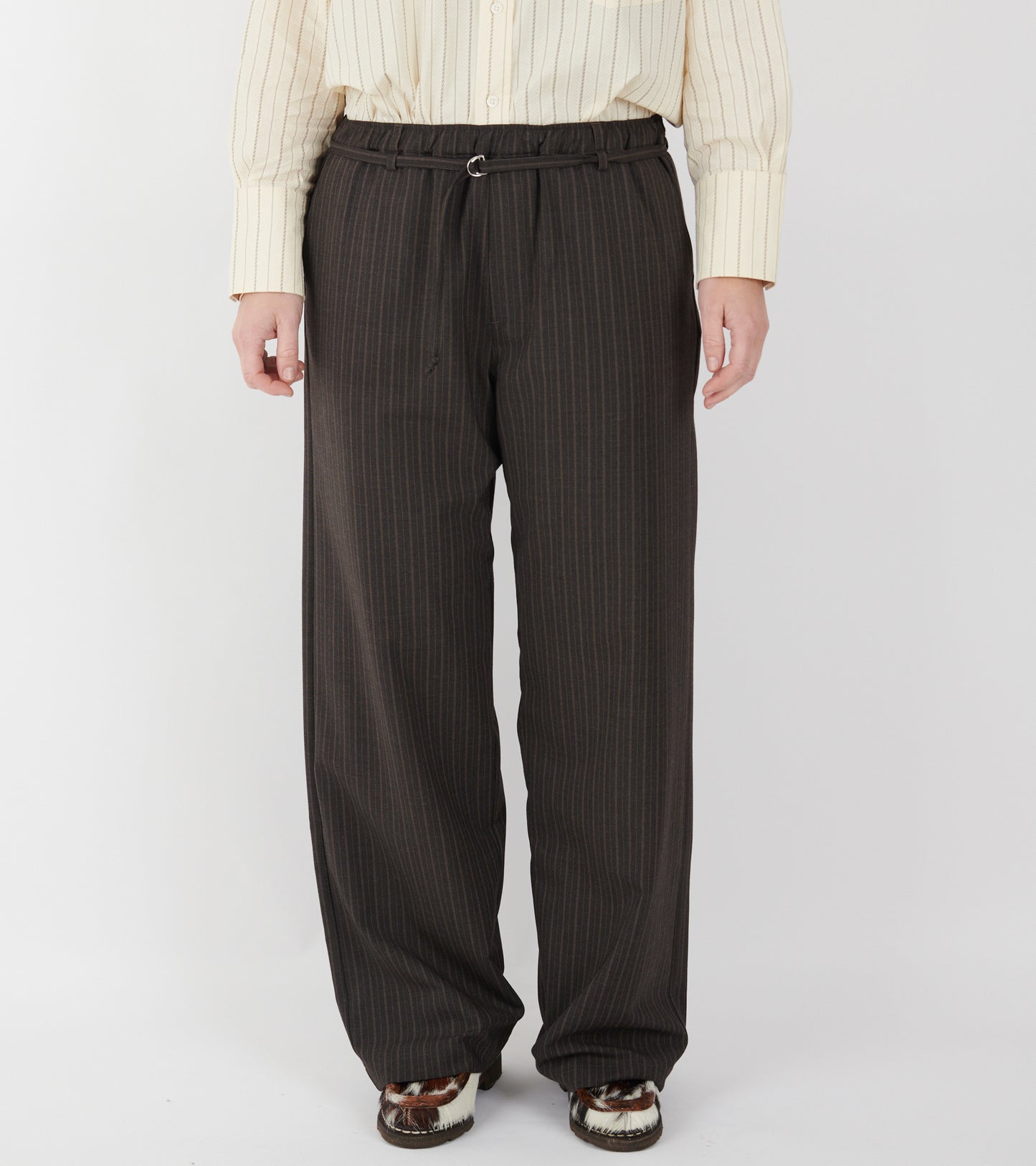 Ingrid Pant Dark Brown Pinstripe