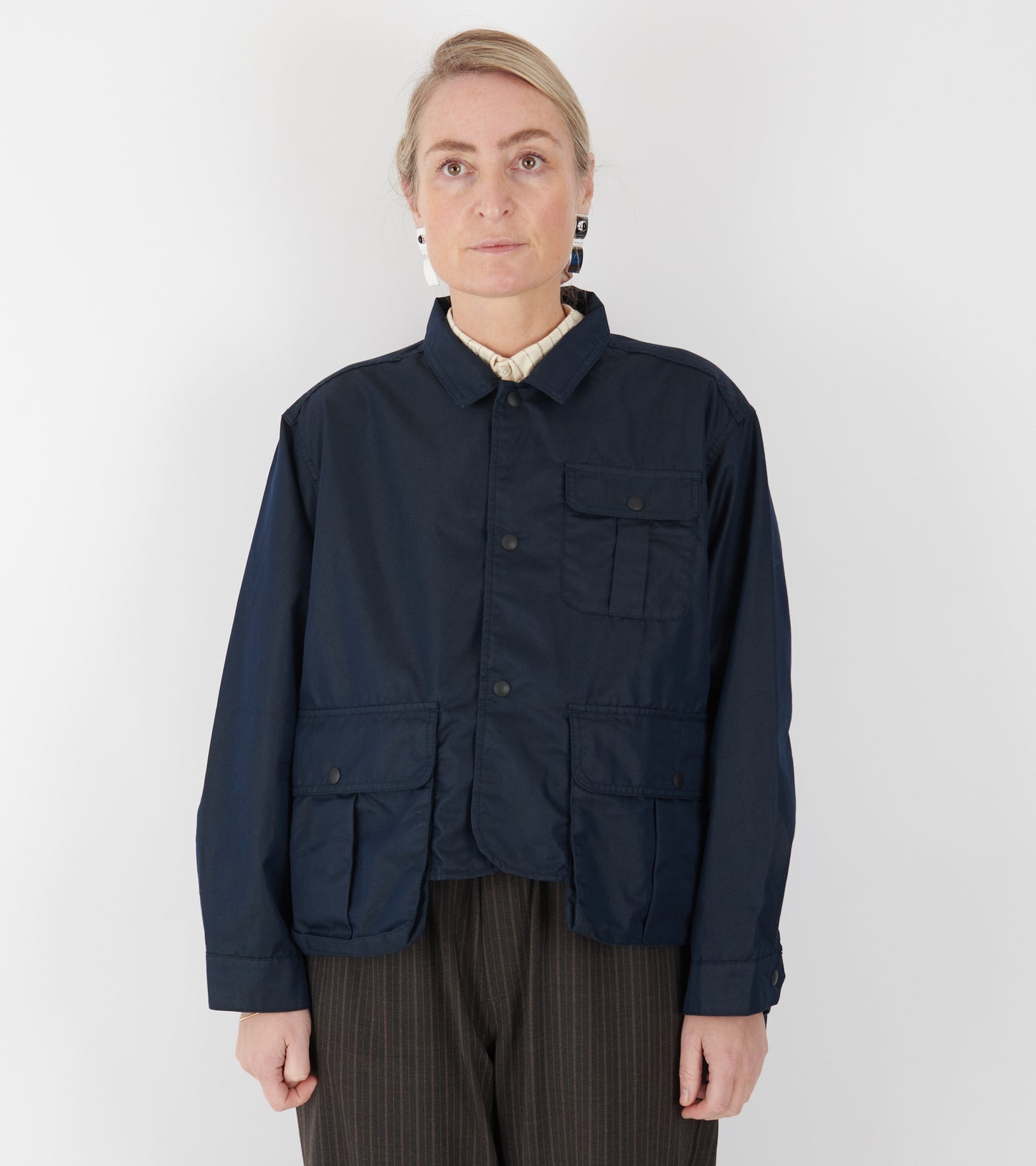 Chambray Short Fisherman Jacket Dark Navy
