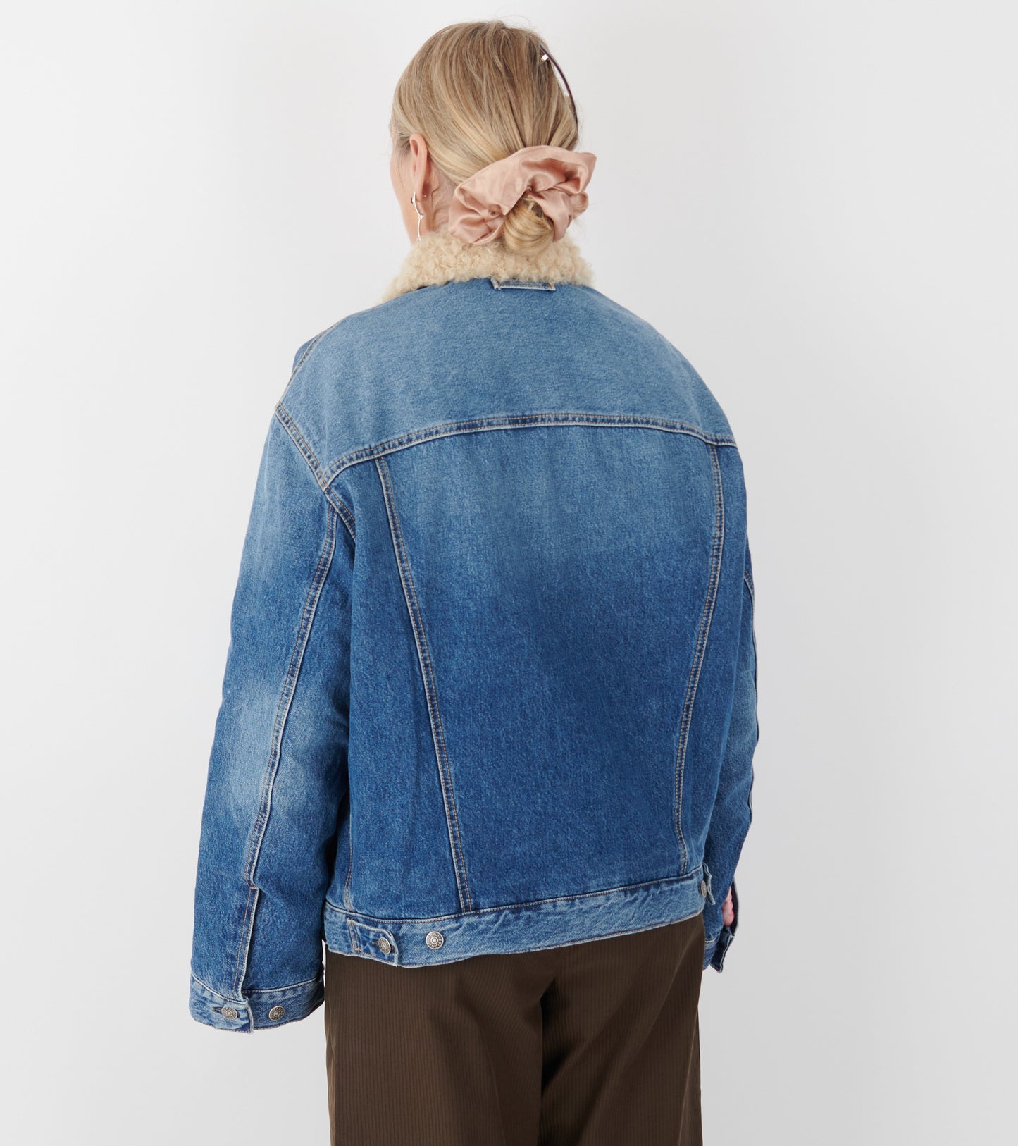 Denim Shearling Jacket Mid Blue