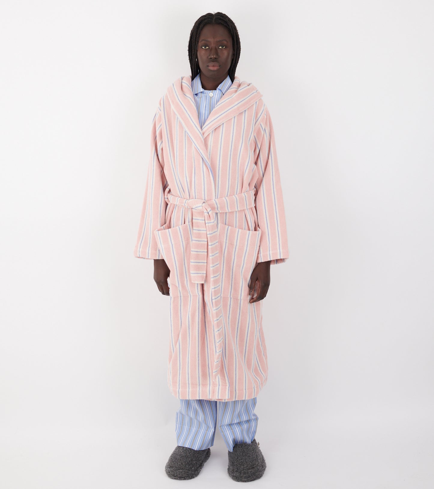 Hooded Bathrobe Candy Stripes