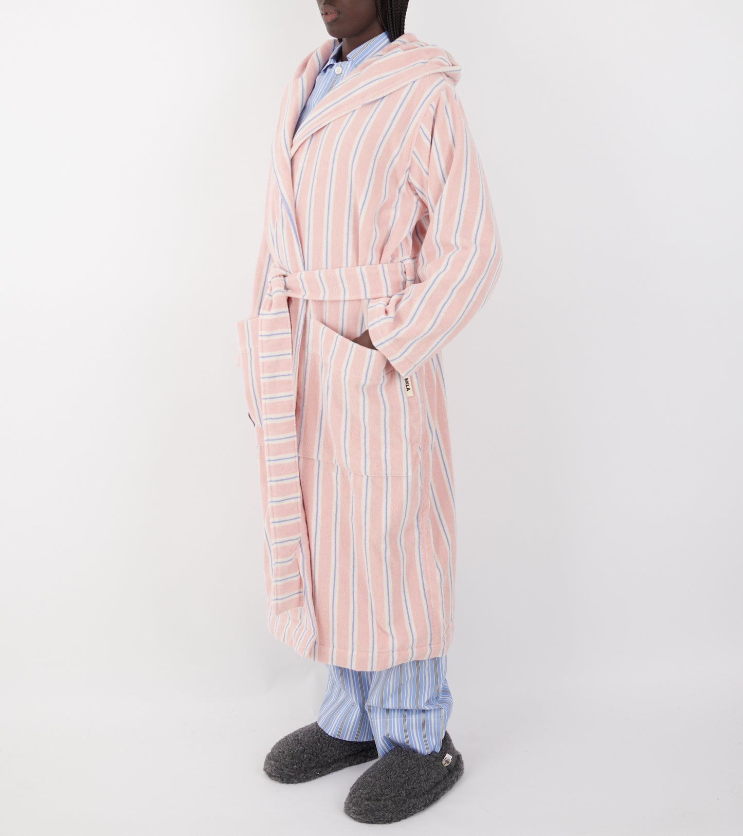 Hooded Bathrobe Candy Stripes
