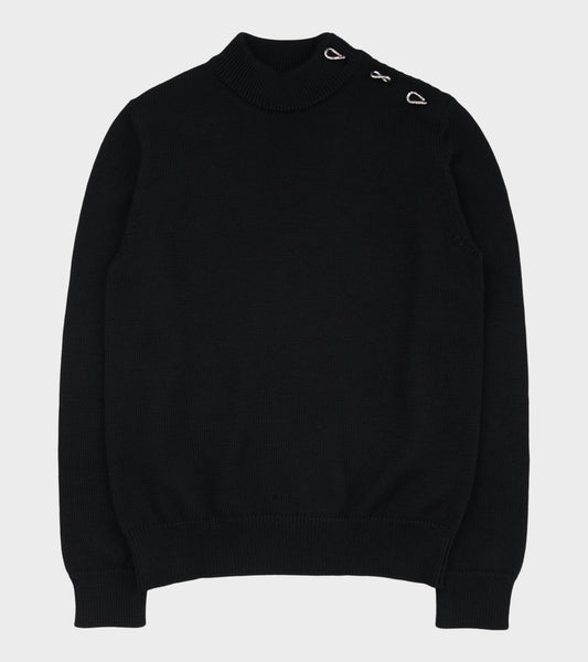 Heavy Wool Silver Rings Knit Black