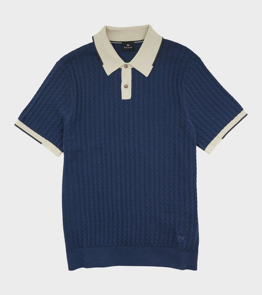 S/S Knit Polo Navy/Beige