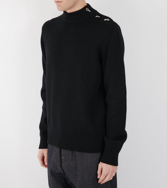 Heavy Wool Silver Rings Knit Black