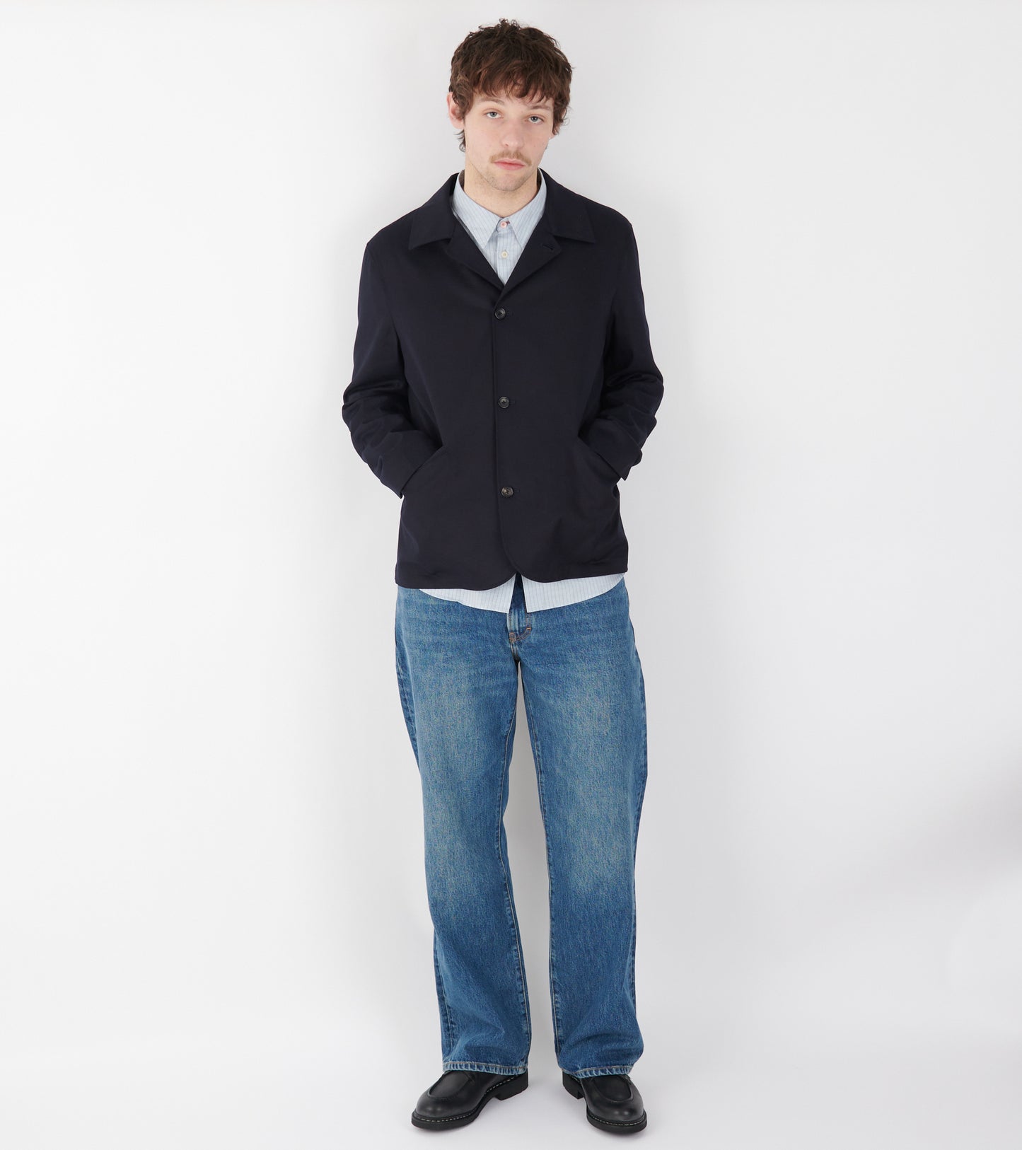 Cotton Twill Tailored Jacket Navy