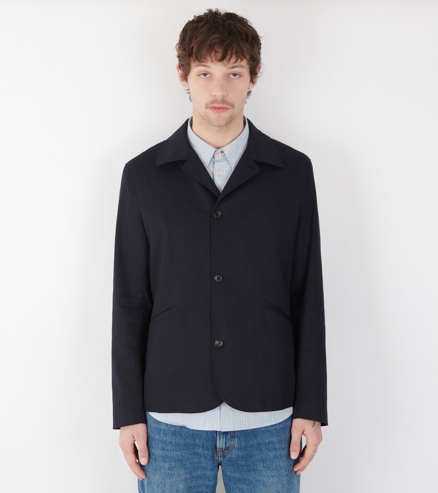 Cotton Twill Tailored Jacket Navy
