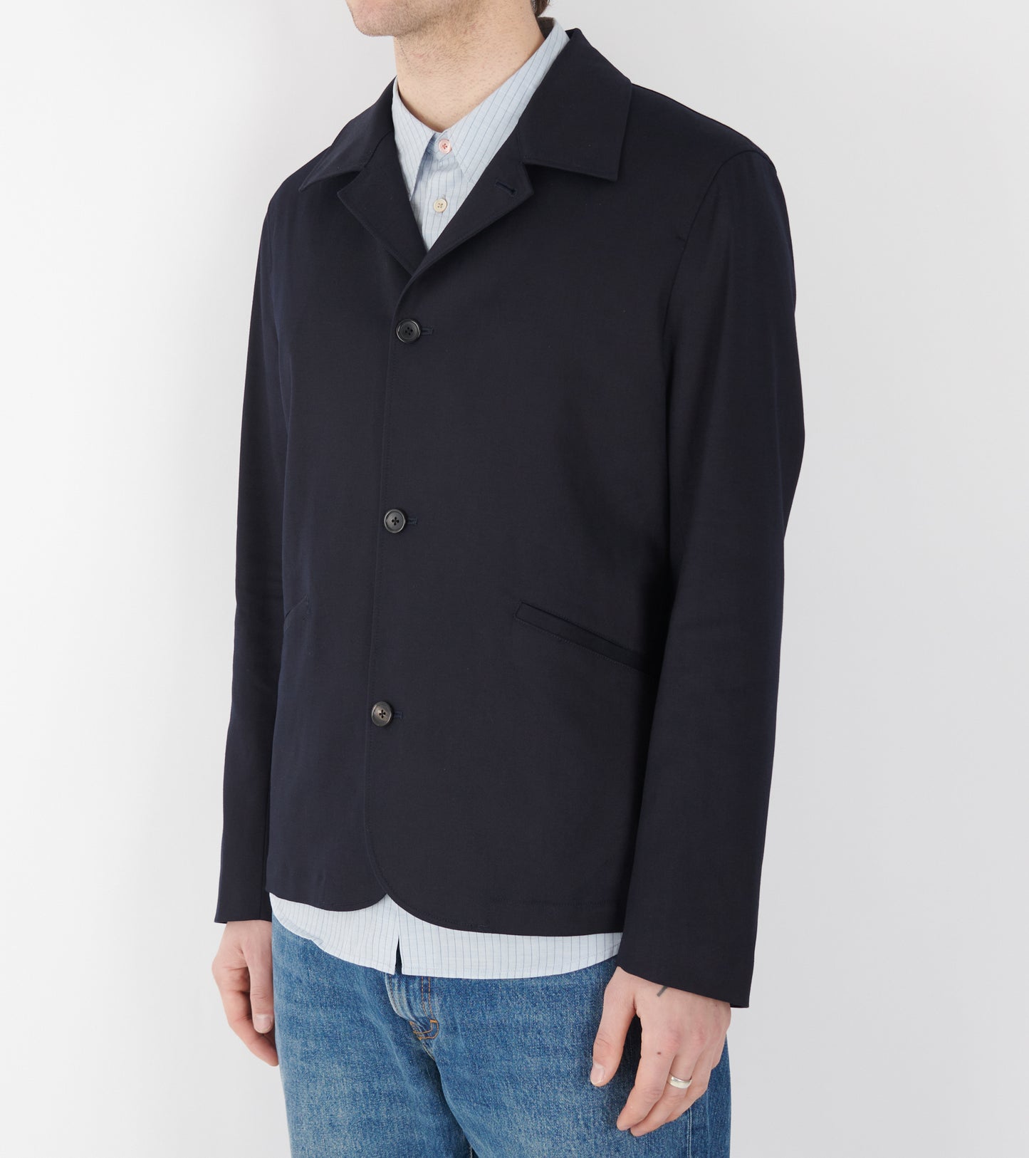 Cotton Twill Tailored Jacket Navy