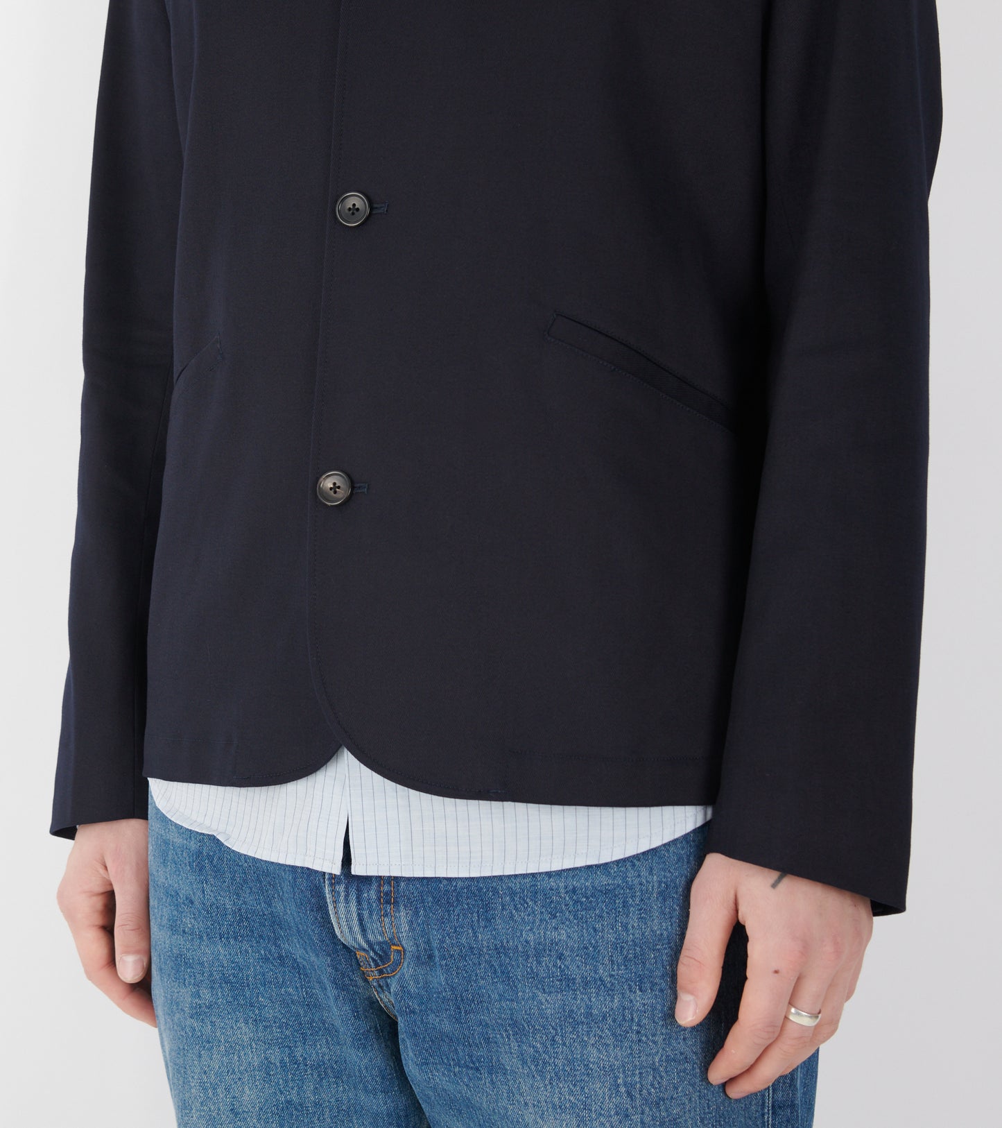 Cotton Twill Tailored Jacket Navy