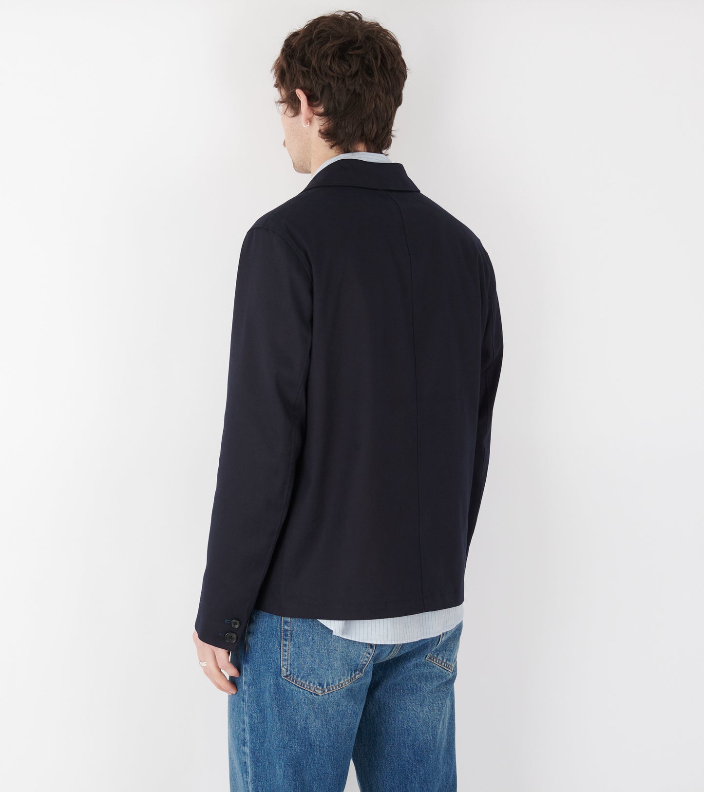 Cotton Twill Tailored Jacket Navy