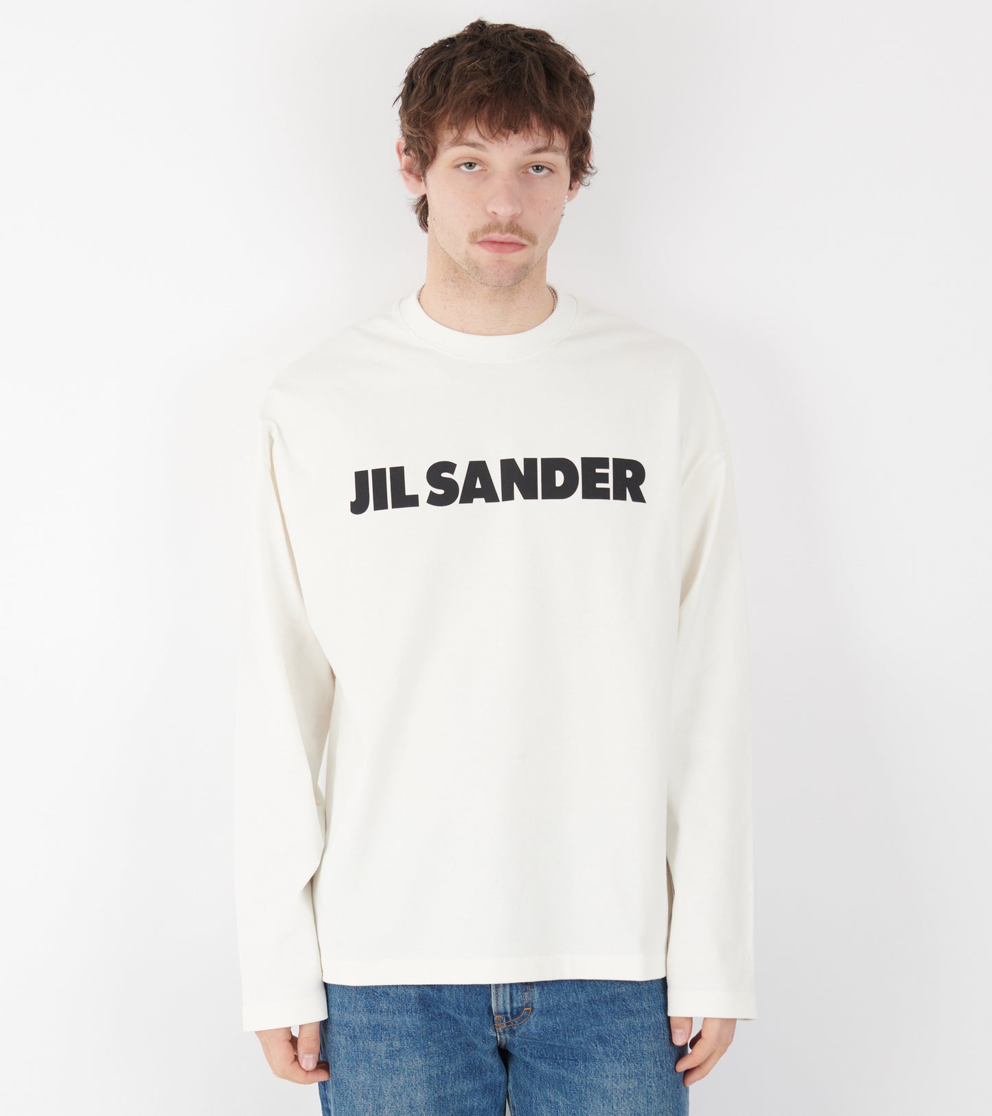 Stiff Cotton Jersey L/S Logo T-shirt Porcelain