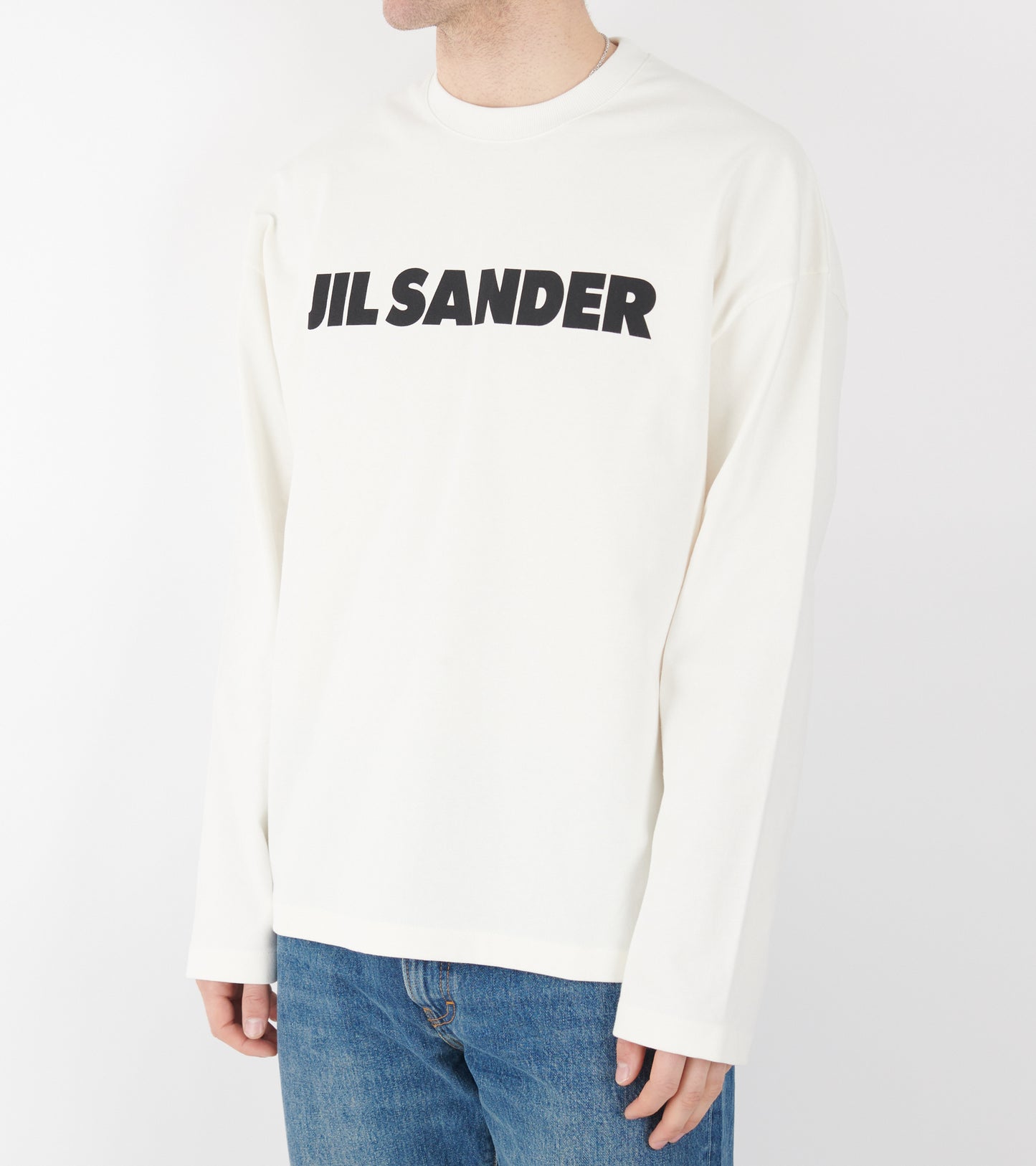 Stiff Cotton Jersey L/S Logo T-shirt Porcelain