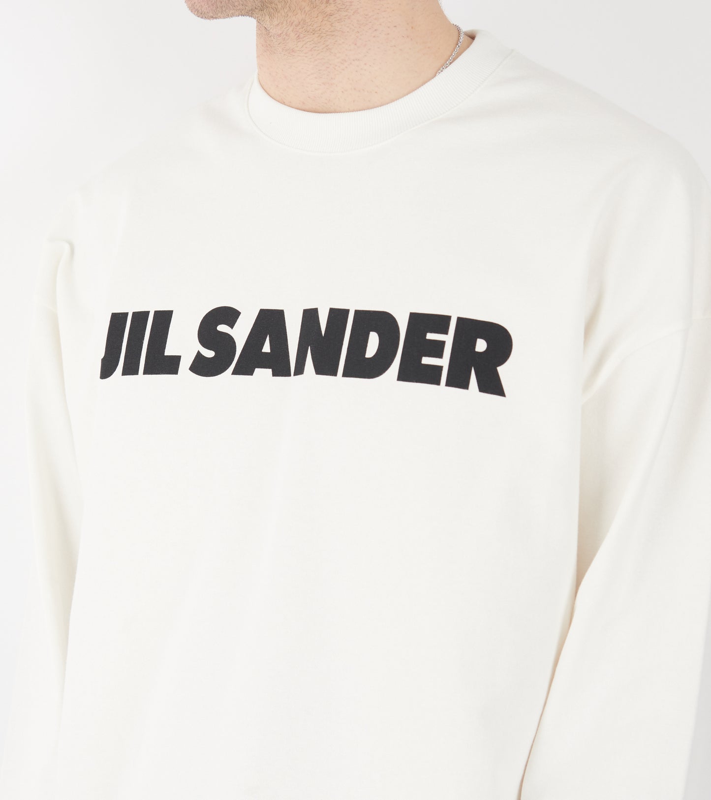 Stiff Cotton Jersey L/S Logo T-shirt Porcelain