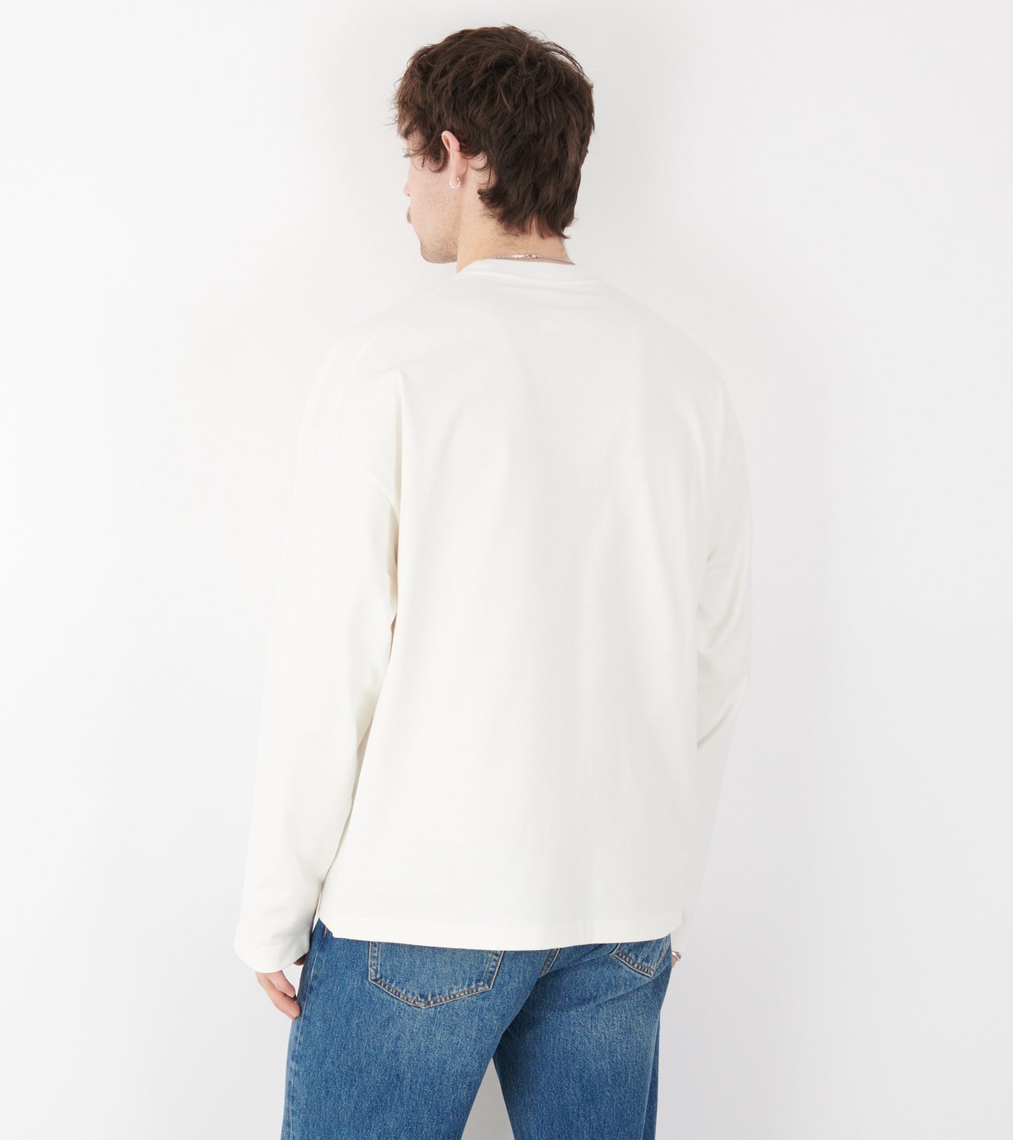 Stiff Cotton Jersey L/S Logo T-shirt Porcelain