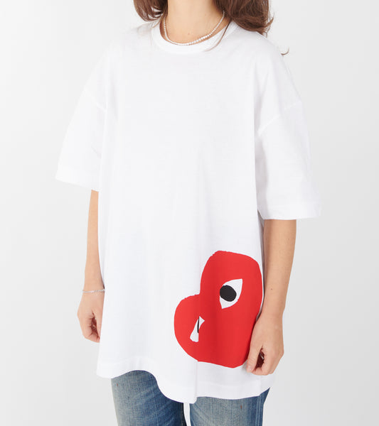 U Oversize Big Red Low Heart T-shirt White