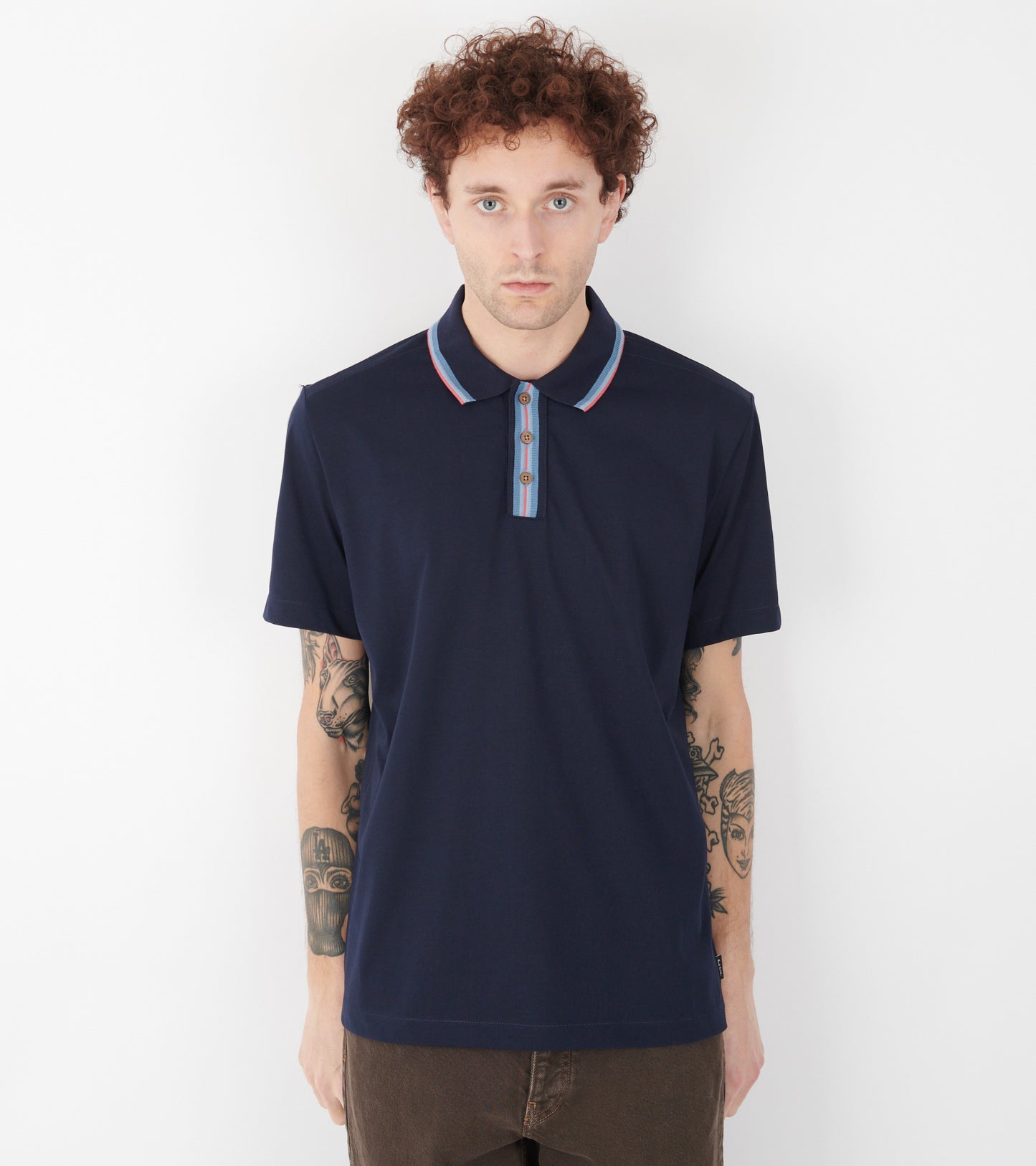 Contrast Tipping S/S Polo Navy