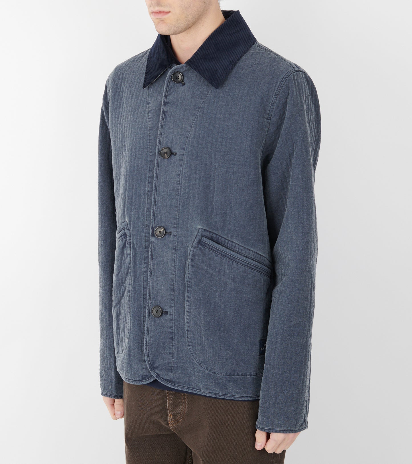 Self-Quilted Cotton Jacket Washed Indigo