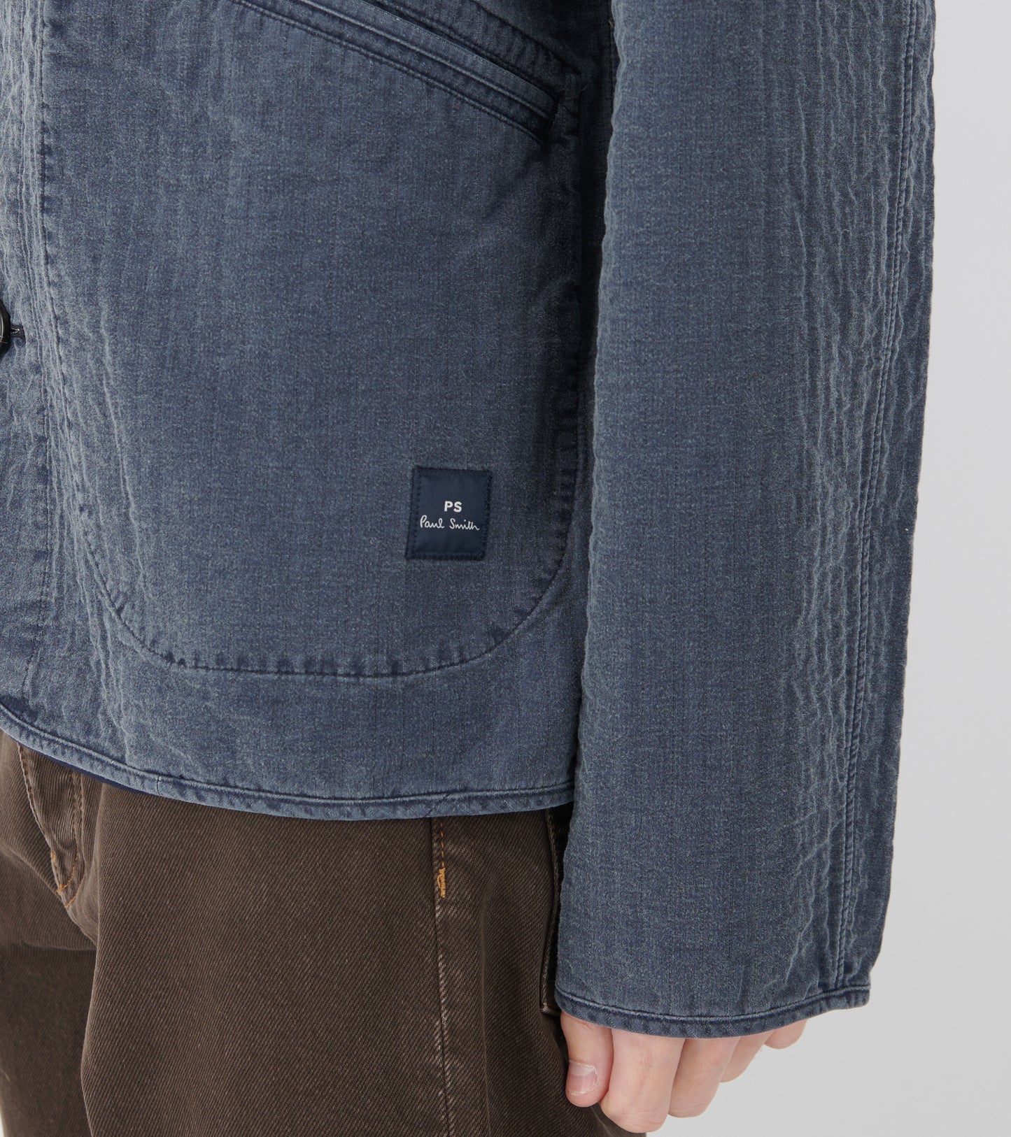 Self-Quilted Cotton Jacket Washed Indigo