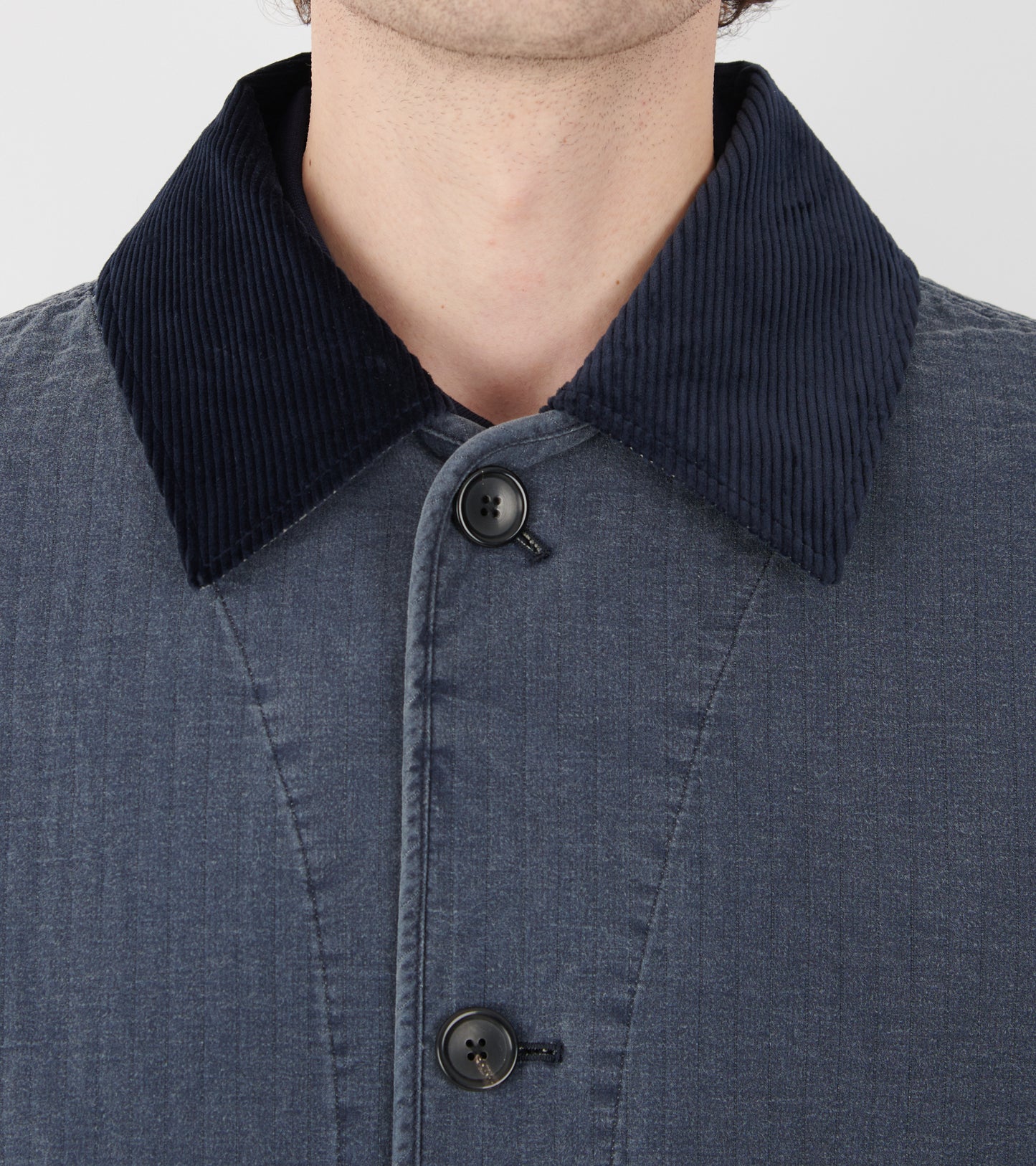 Self-Quilted Cotton Jacket Washed Indigo