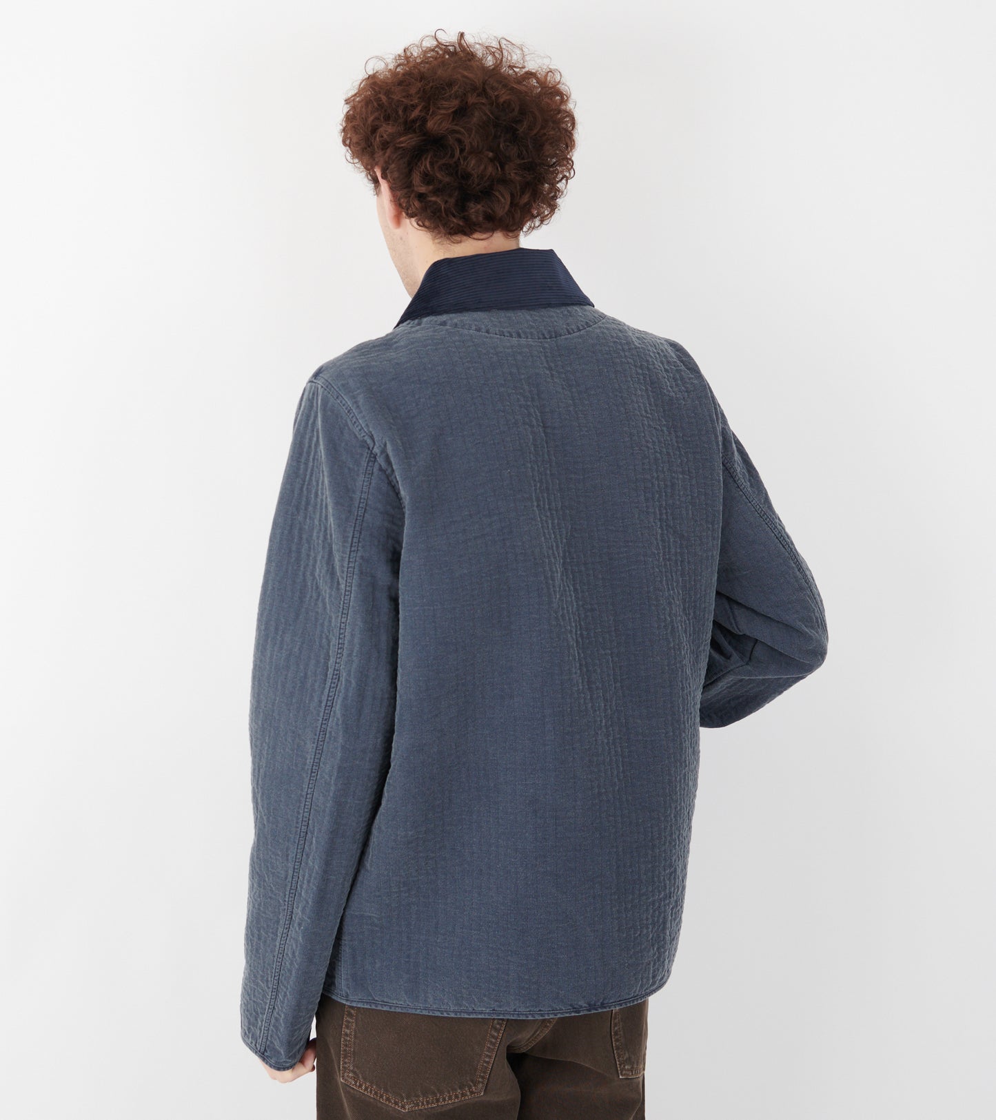 Self-Quilted Cotton Jacket Washed Indigo