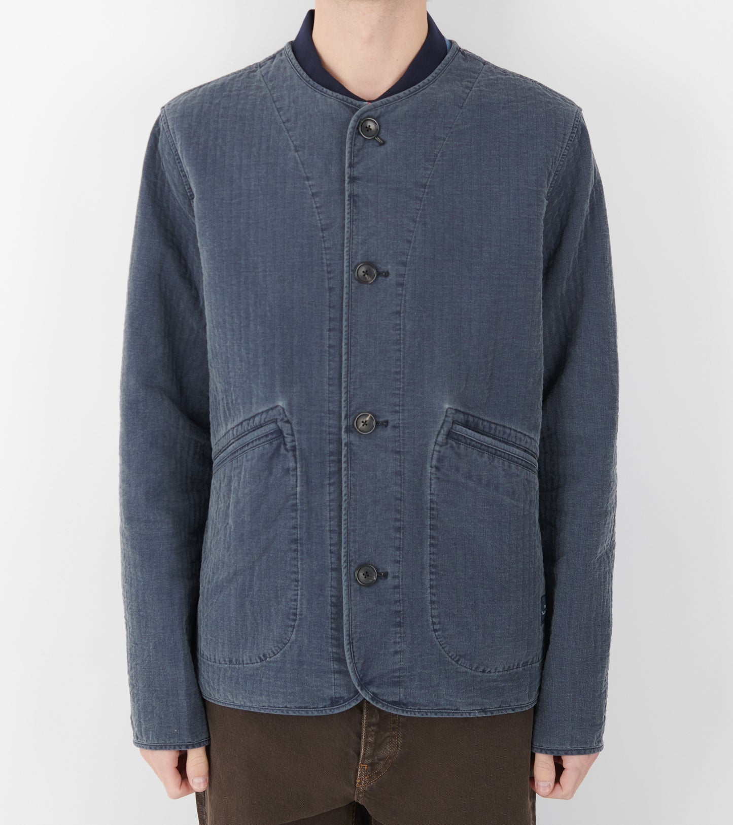 Self-Quilted Cotton Jacket Washed Indigo