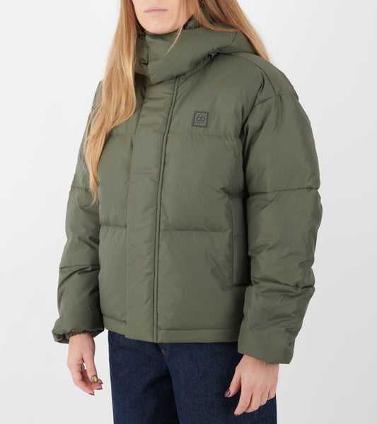 Dyngja Down Cropped Jacket Dark Glacial Clay