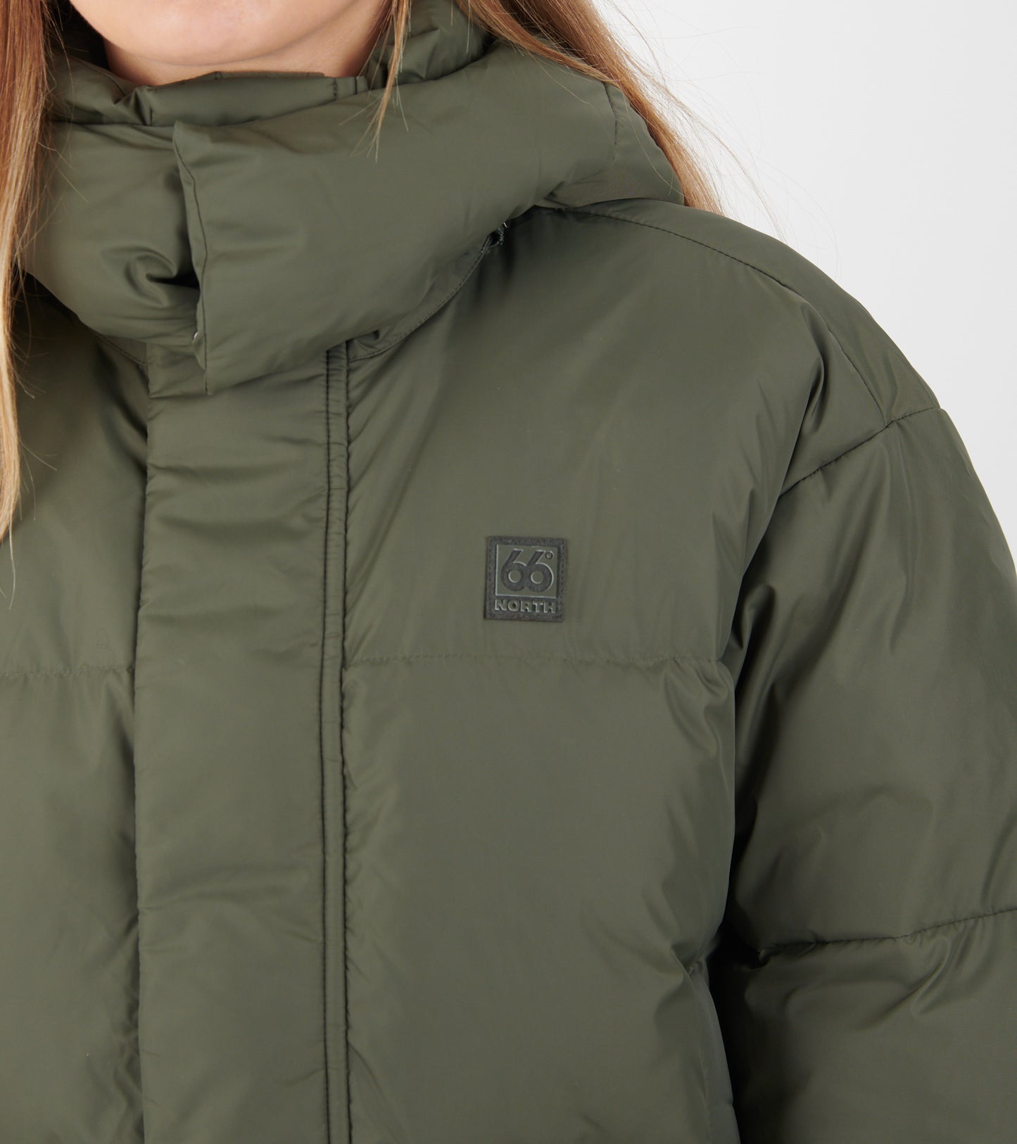 Dyngja Down Cropped Jacket Dark Glacial Clay