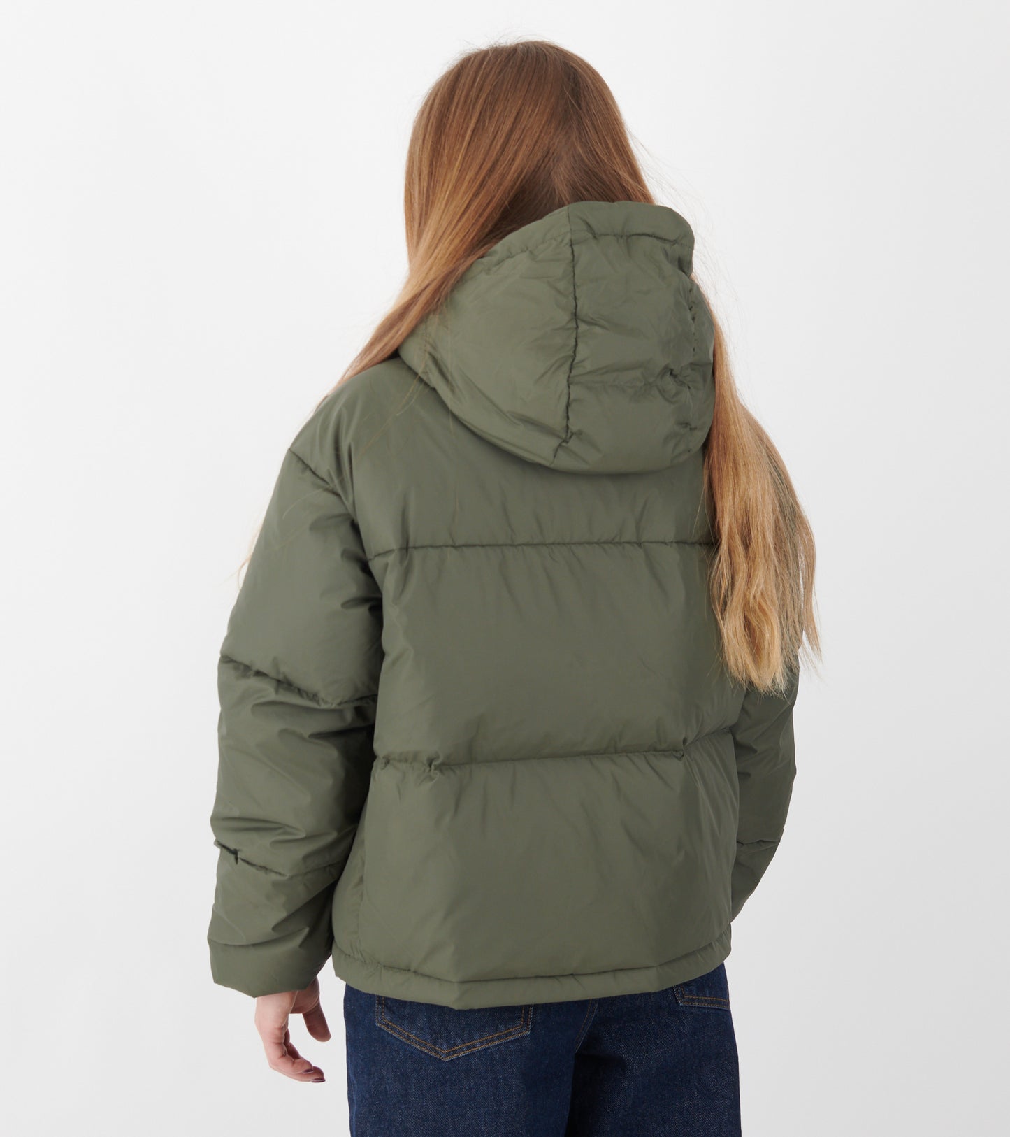 Dyngja Down Cropped Jacket Dark Glacial Clay