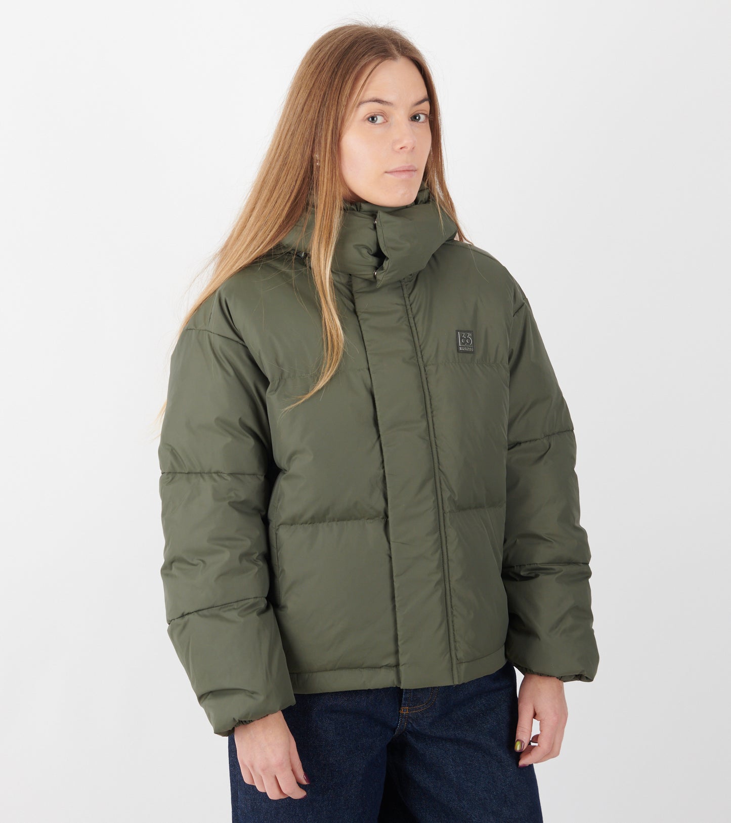 Dyngja Down Cropped Jacket Dark Glacial Clay