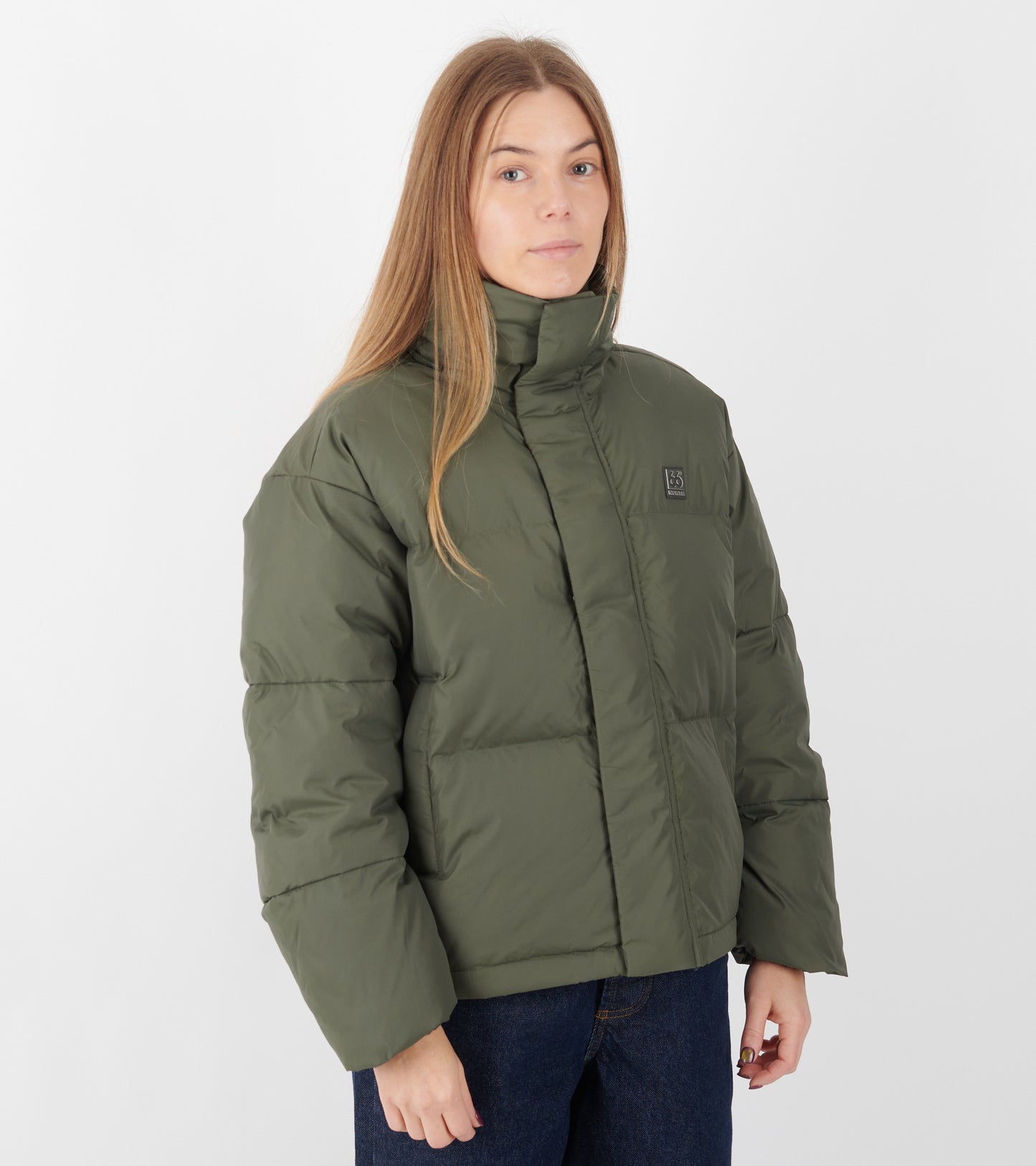 Dyngja Down Cropped Jacket Dark Glacial Clay