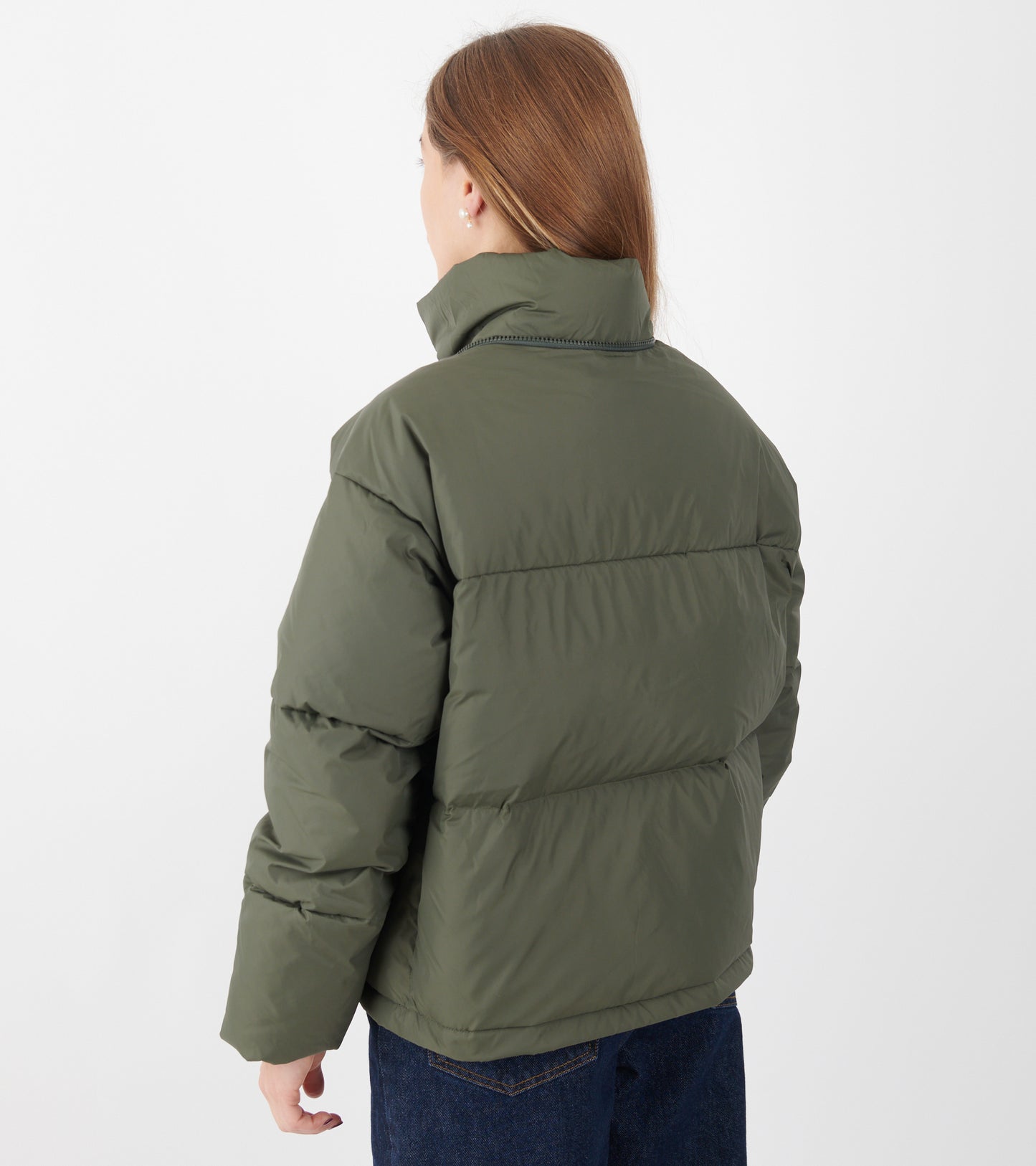 Dyngja Down Cropped Jacket Dark Glacial Clay