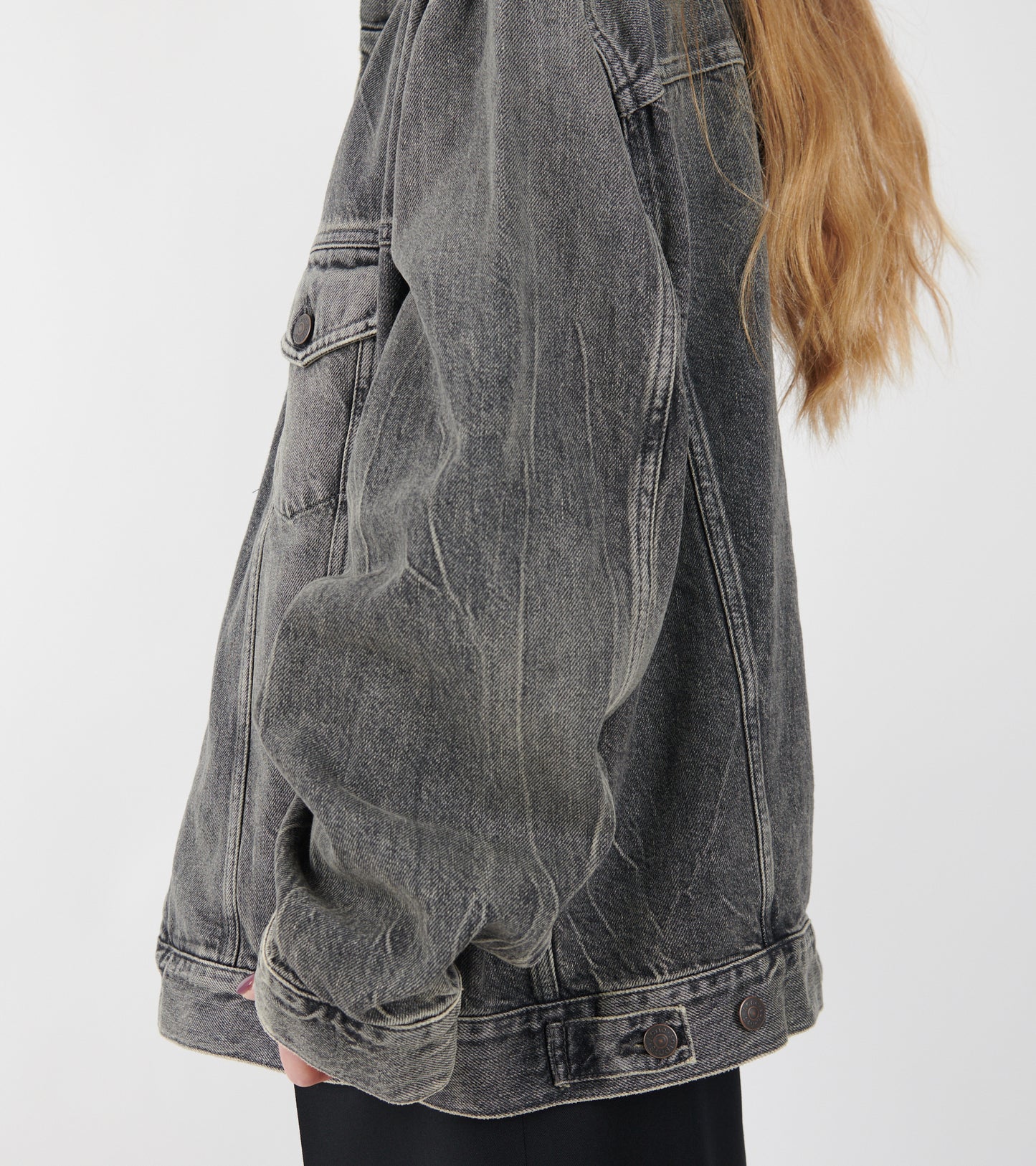 Hooded Denim Jacket Washed Black
