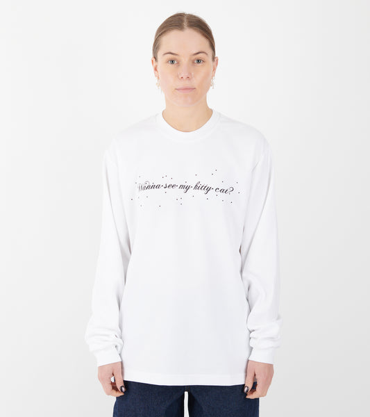 Oversized L/S Cat T-shirt White