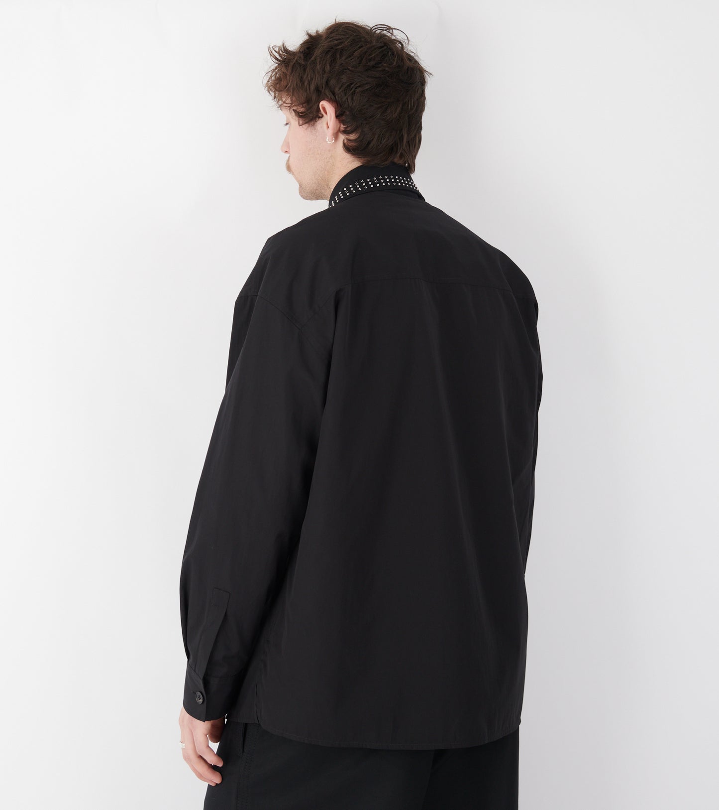 Cotton Poplin V-neck Shirt Black