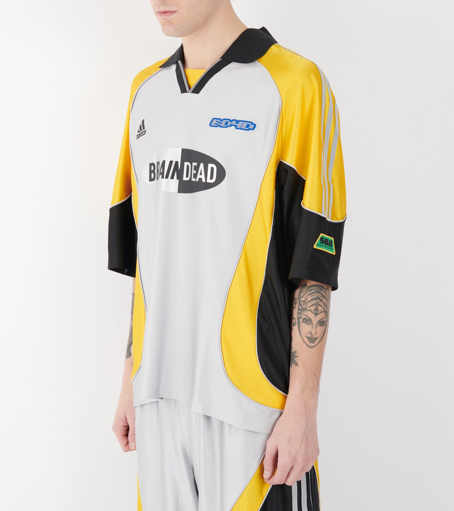 Football Jersey T-shirt Silver Metallic/Yellow