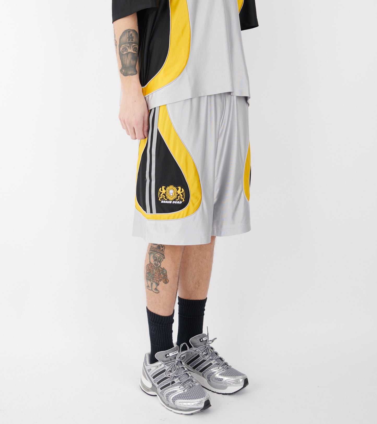 Football Shorts Silver Metallic/Yellow