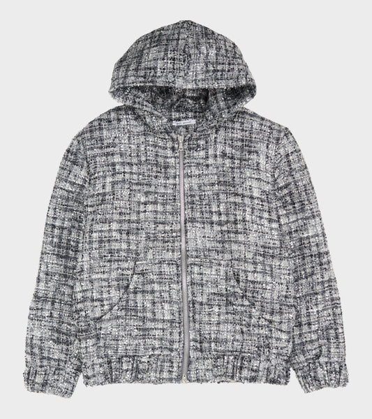 Bouclé Hooded Zip-up Jacket Classic Grey